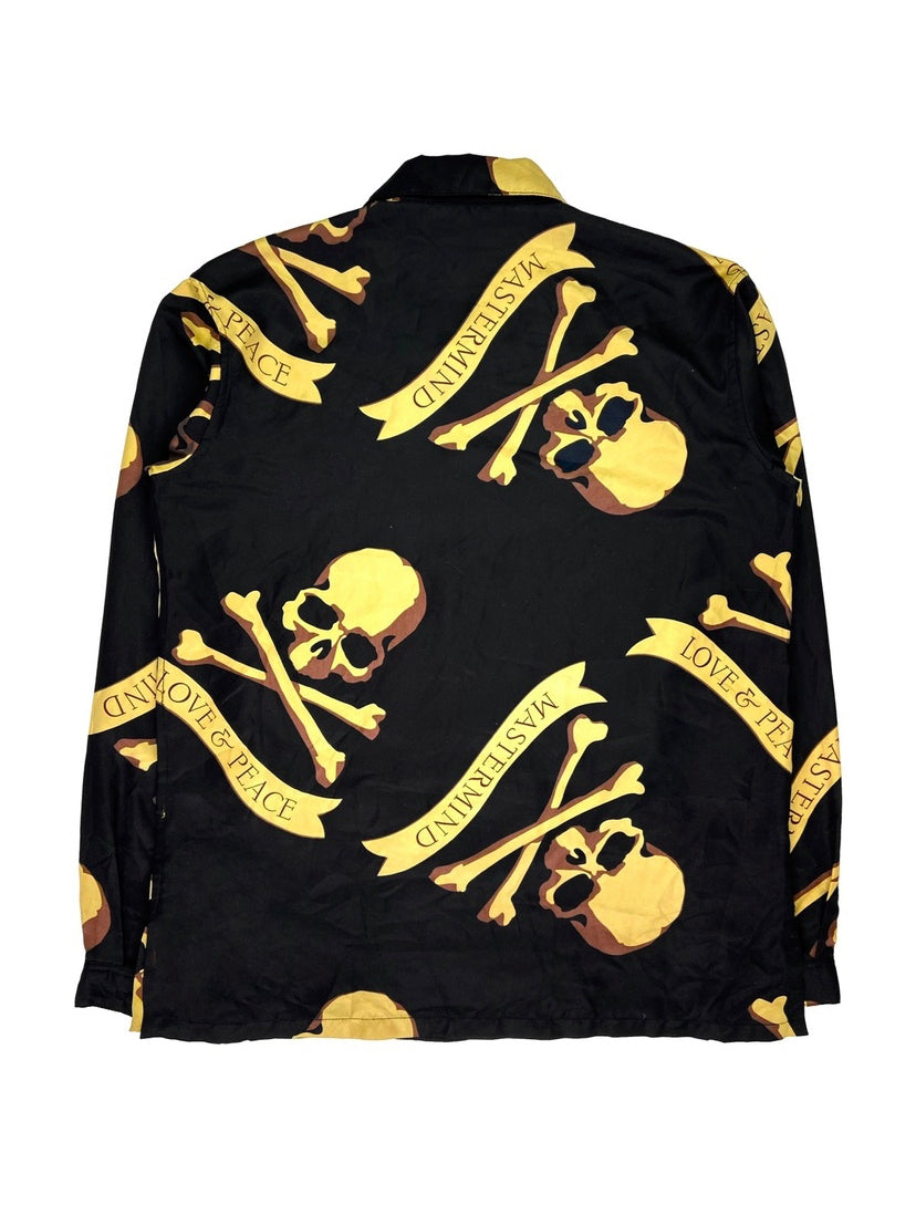 Mastermind Skull Motif Full Print Camp Collar Button Up
