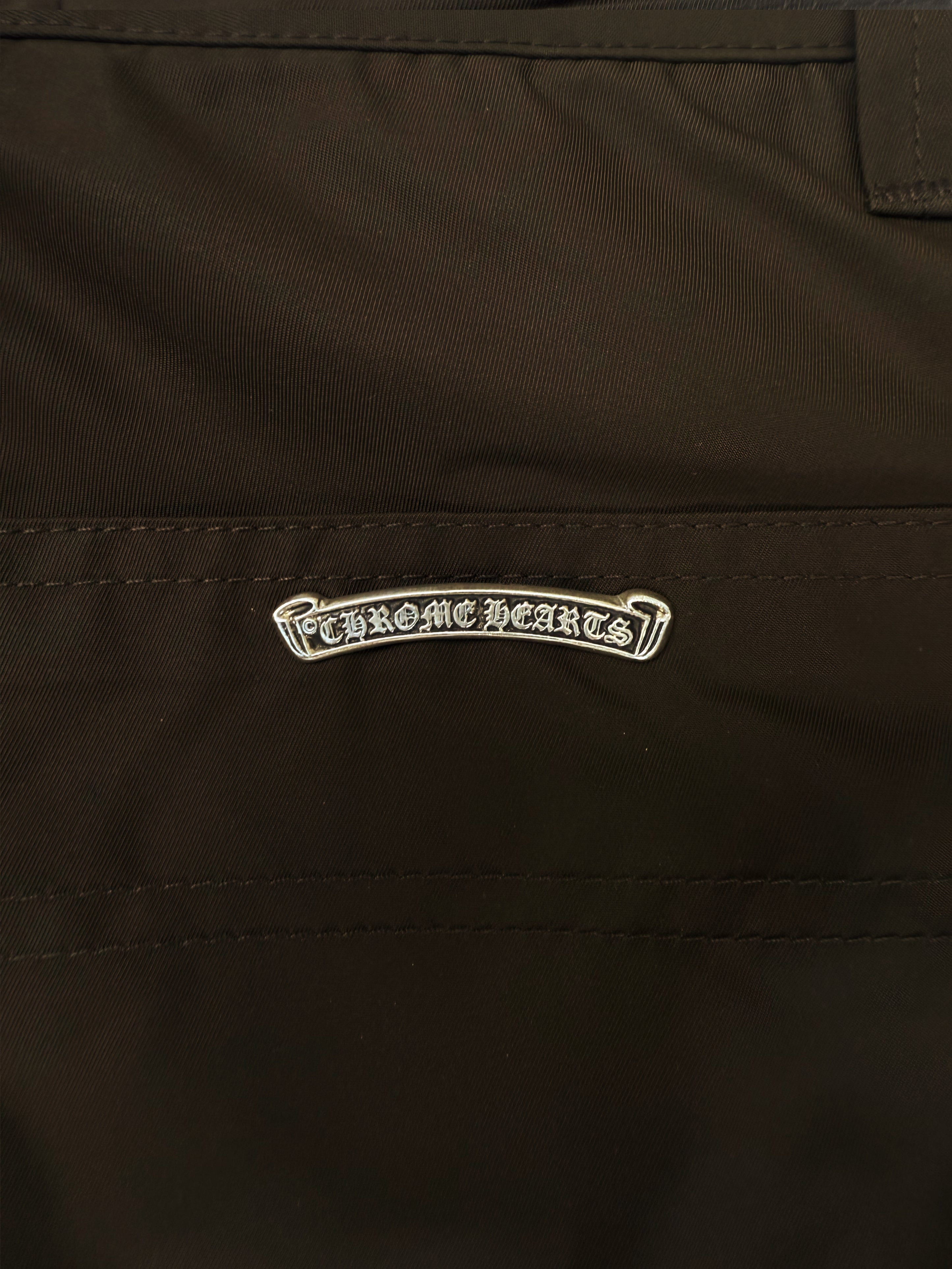 Chrome Hearts Pink Patch Leather Double Knee Brown Carpenter Pants