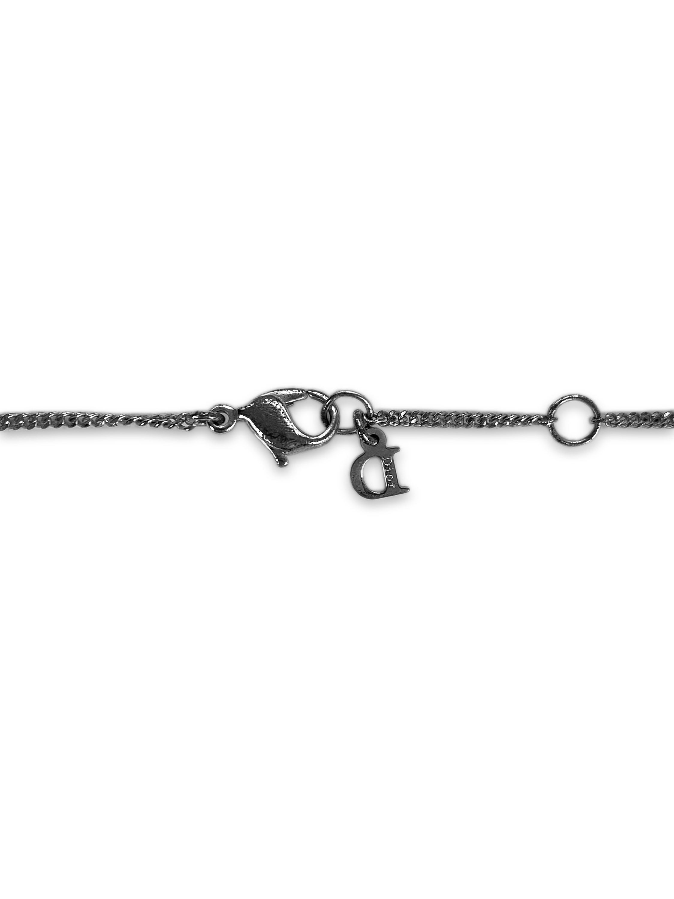00s Dior Belted Swarovski Crystal ‘D’ Logo Necklace
