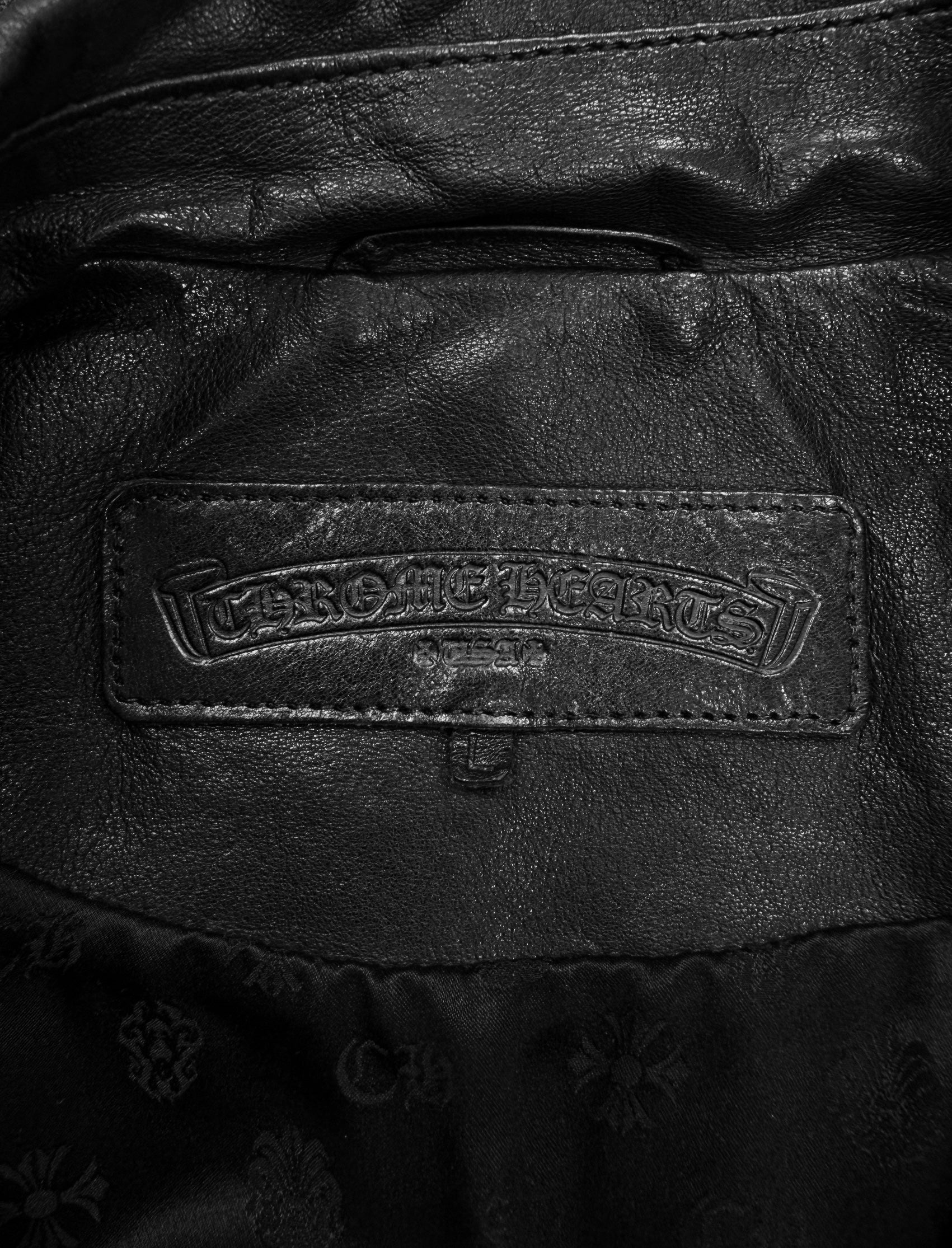 Chrome Hearts Perfecto Cropped Black Leather Roller Jacket