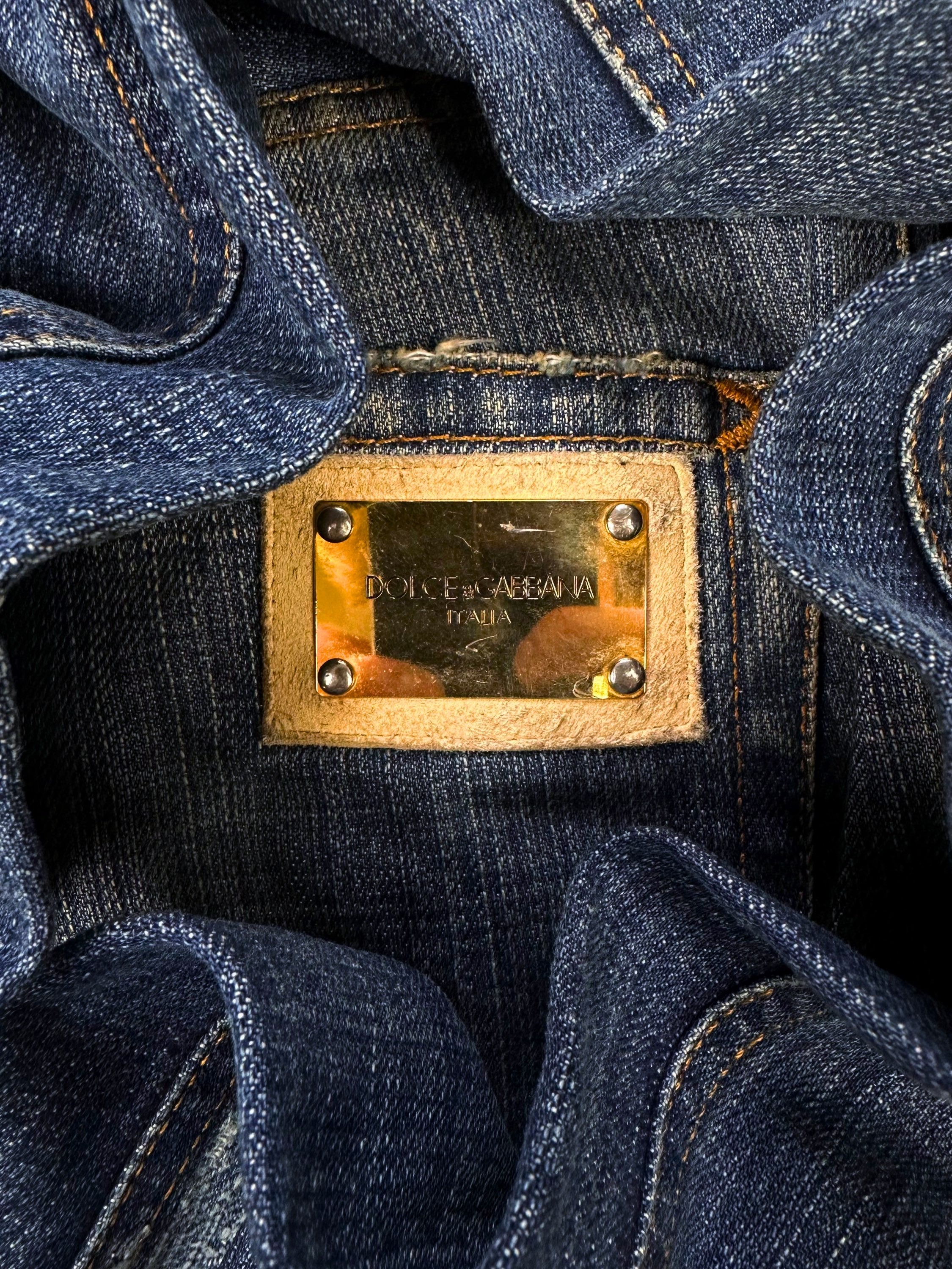00s Dolce & Gabbana Blue Distressed Heavy Weight Denim