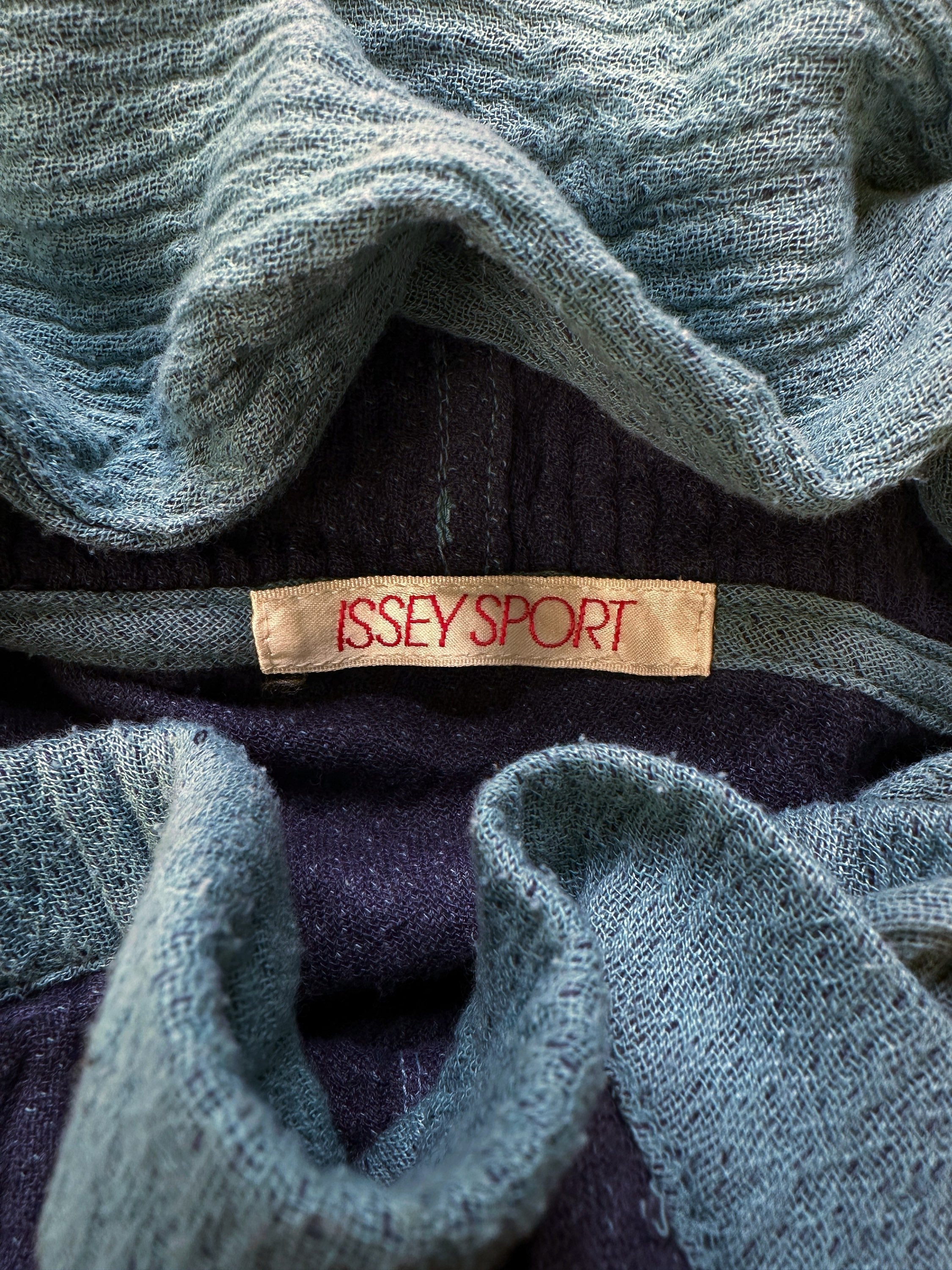 90s Issey Miyake Sport Baby Blue ‘Pleated’ High Turtleneck Sweater