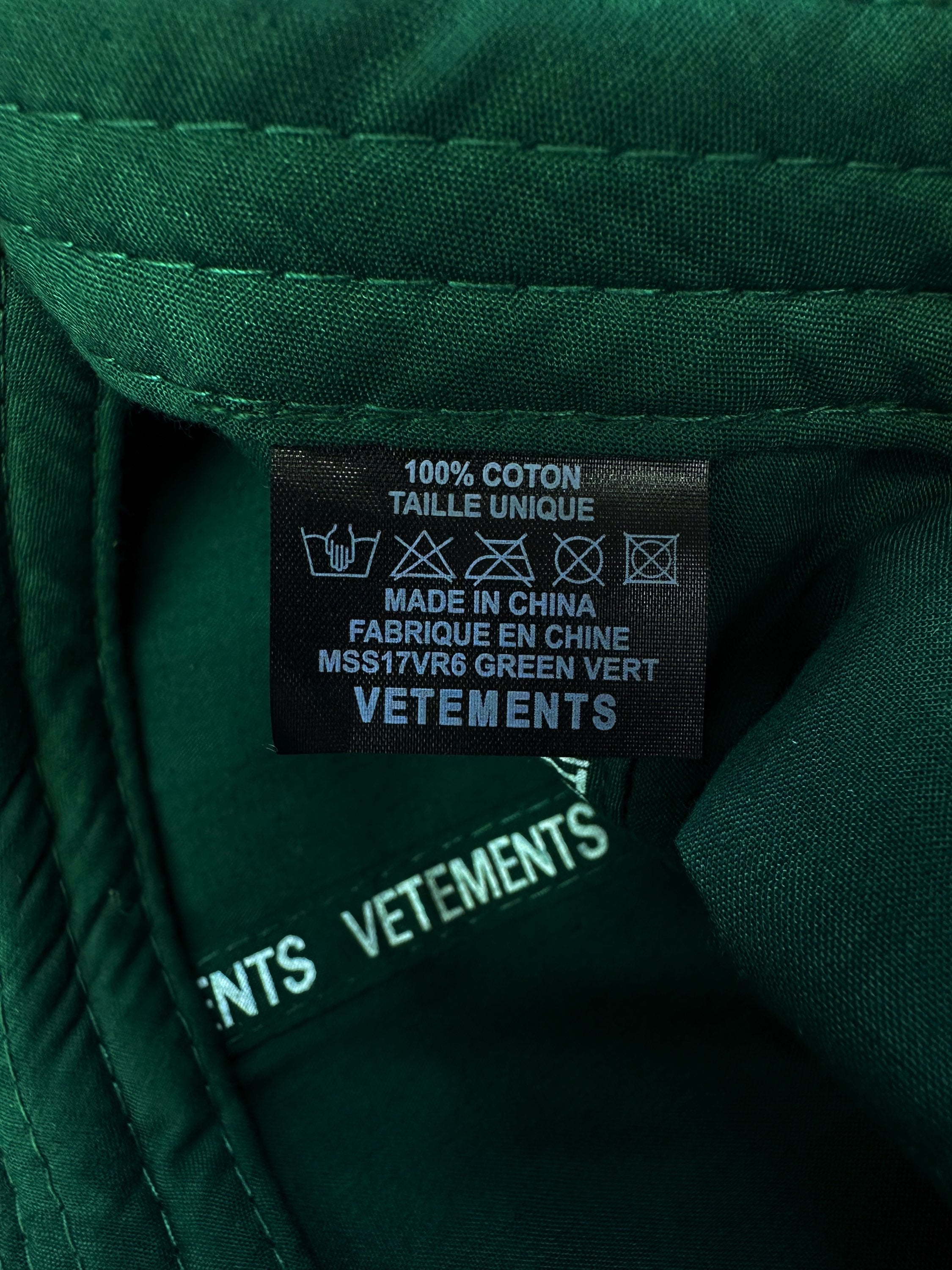 AW17 Vêtements ‘Polizei’ Embroidered Pine Green Strap Back Hat