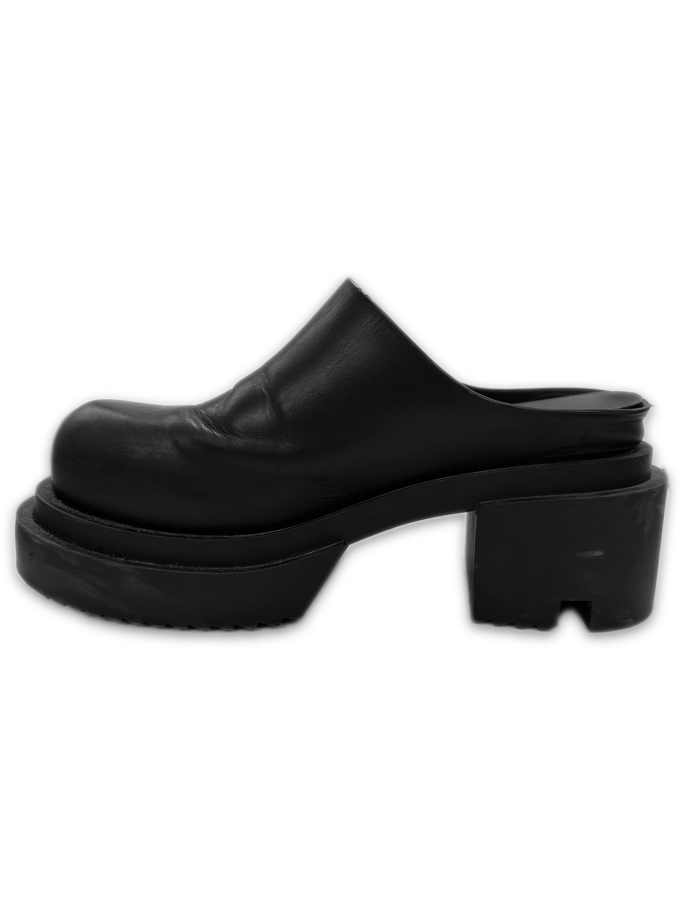 Rick Owens ‘Bogun’ Black Leather Platform Slip-on Loafers