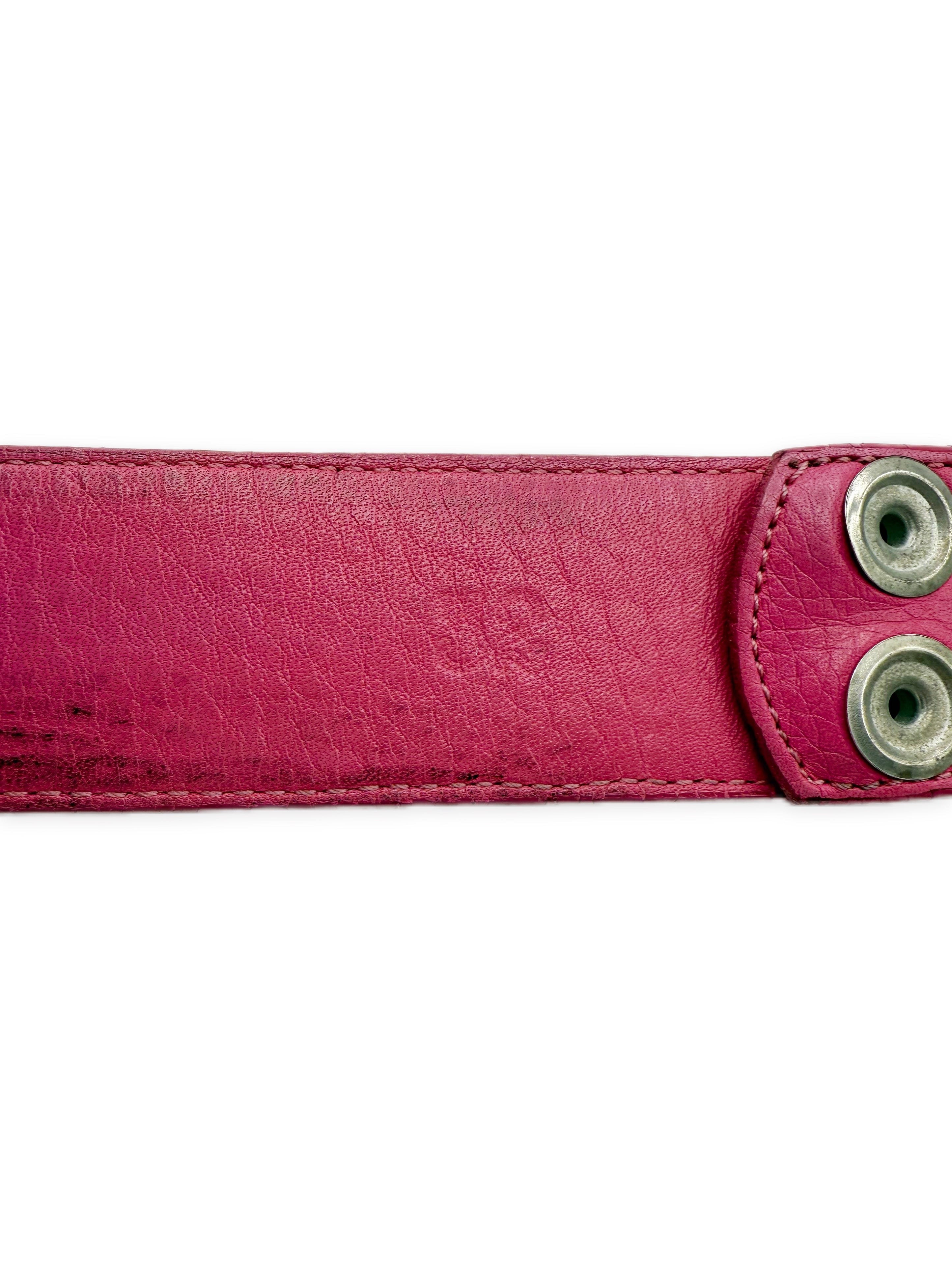 Chrome Hearts Pink Leather .925 Silver Belt Strap