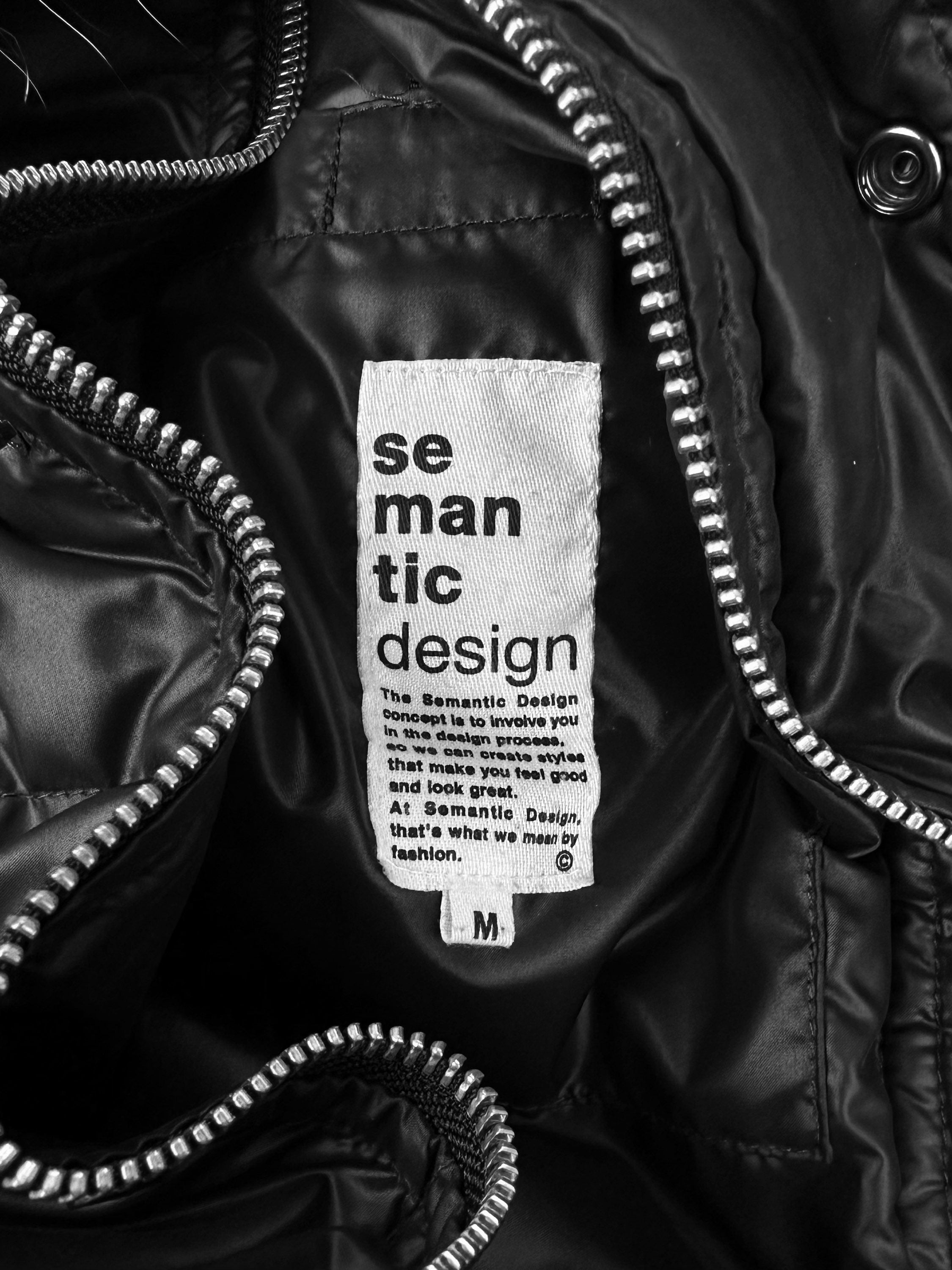 Semantic Design Black Down Fill Fur Trim Puffer Jacket