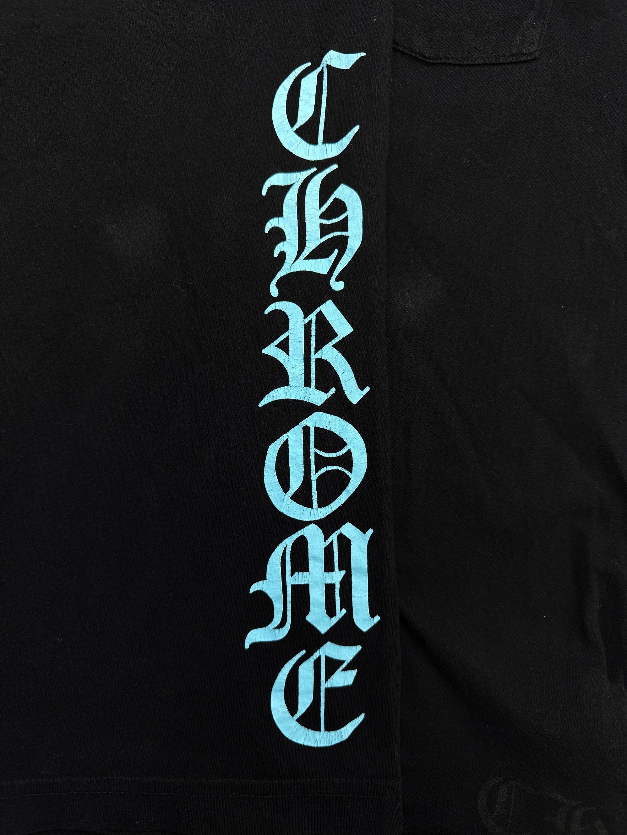 Chrome Hearts Collar Logo Ringer Spell Out Black T-Shirt