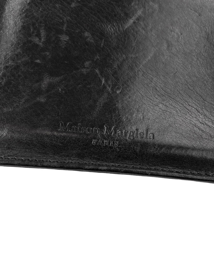 Margiela 11 Leather Paint Splatter Black Bifold Wallet