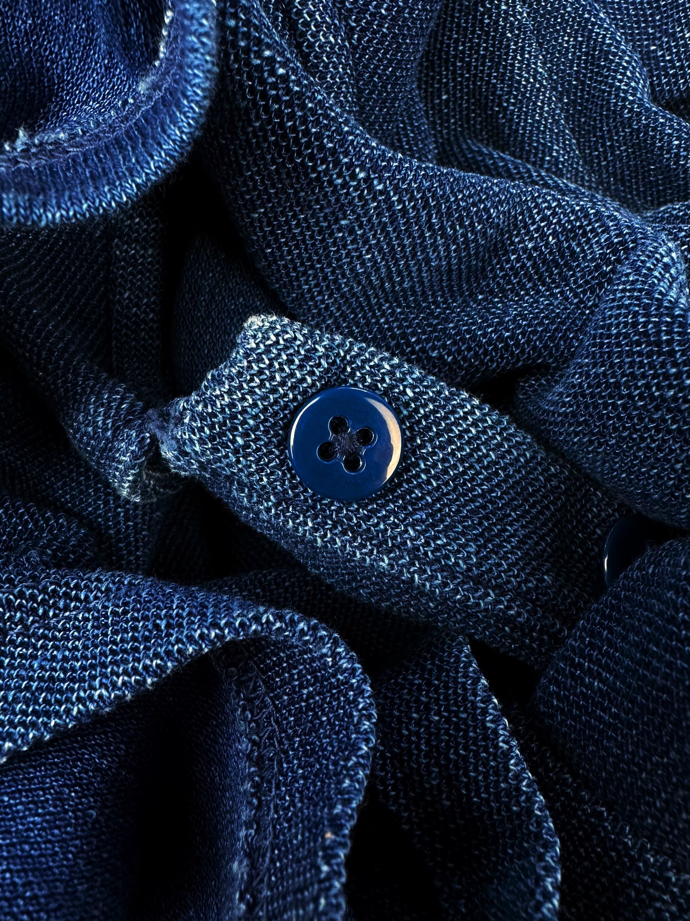 Kapital Navy Blue Collared Button Up Polo