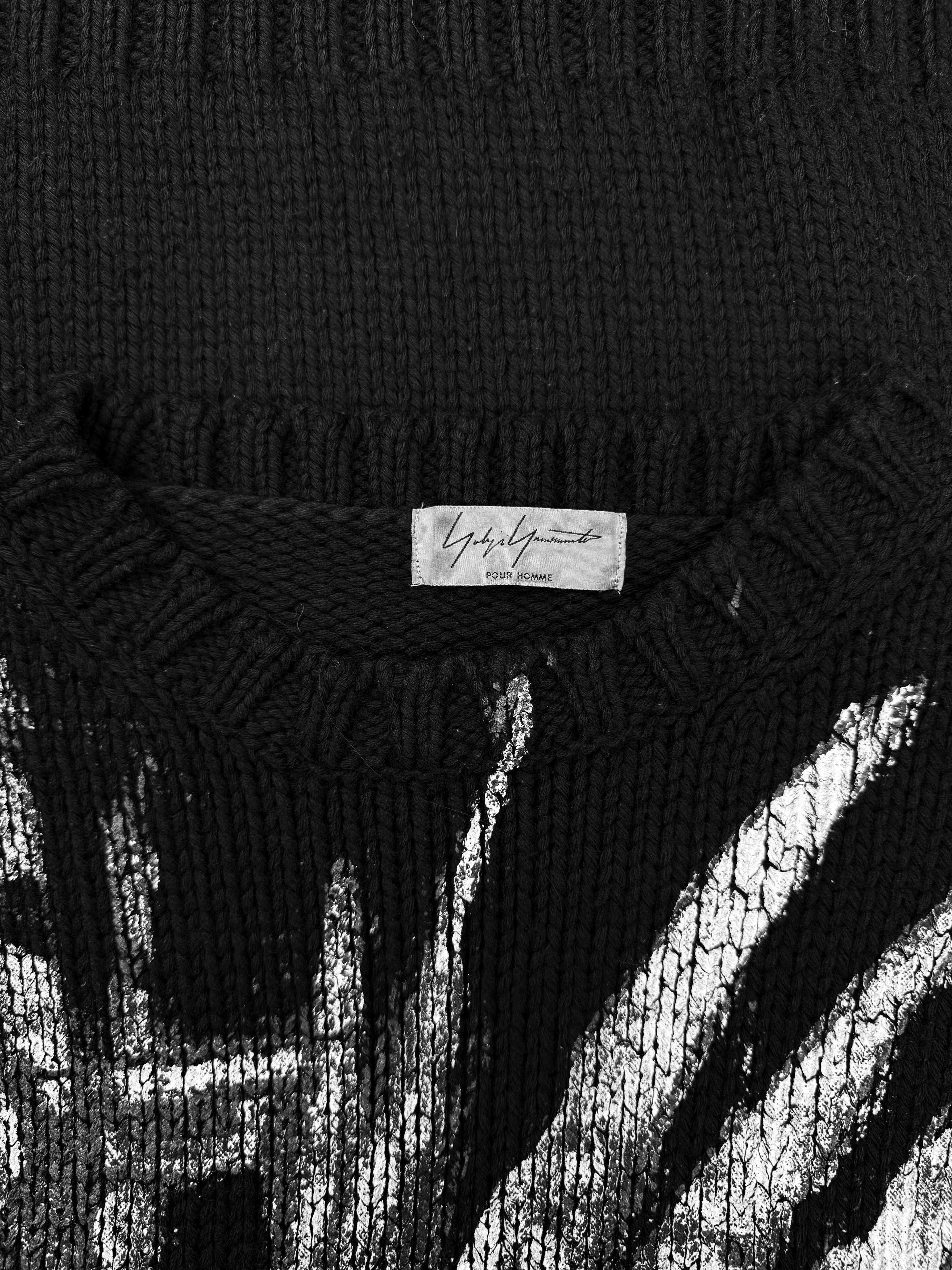 AW04 Yohji Yamamoto Hand Painted Heavy Weave Abstract Knitted Sweater