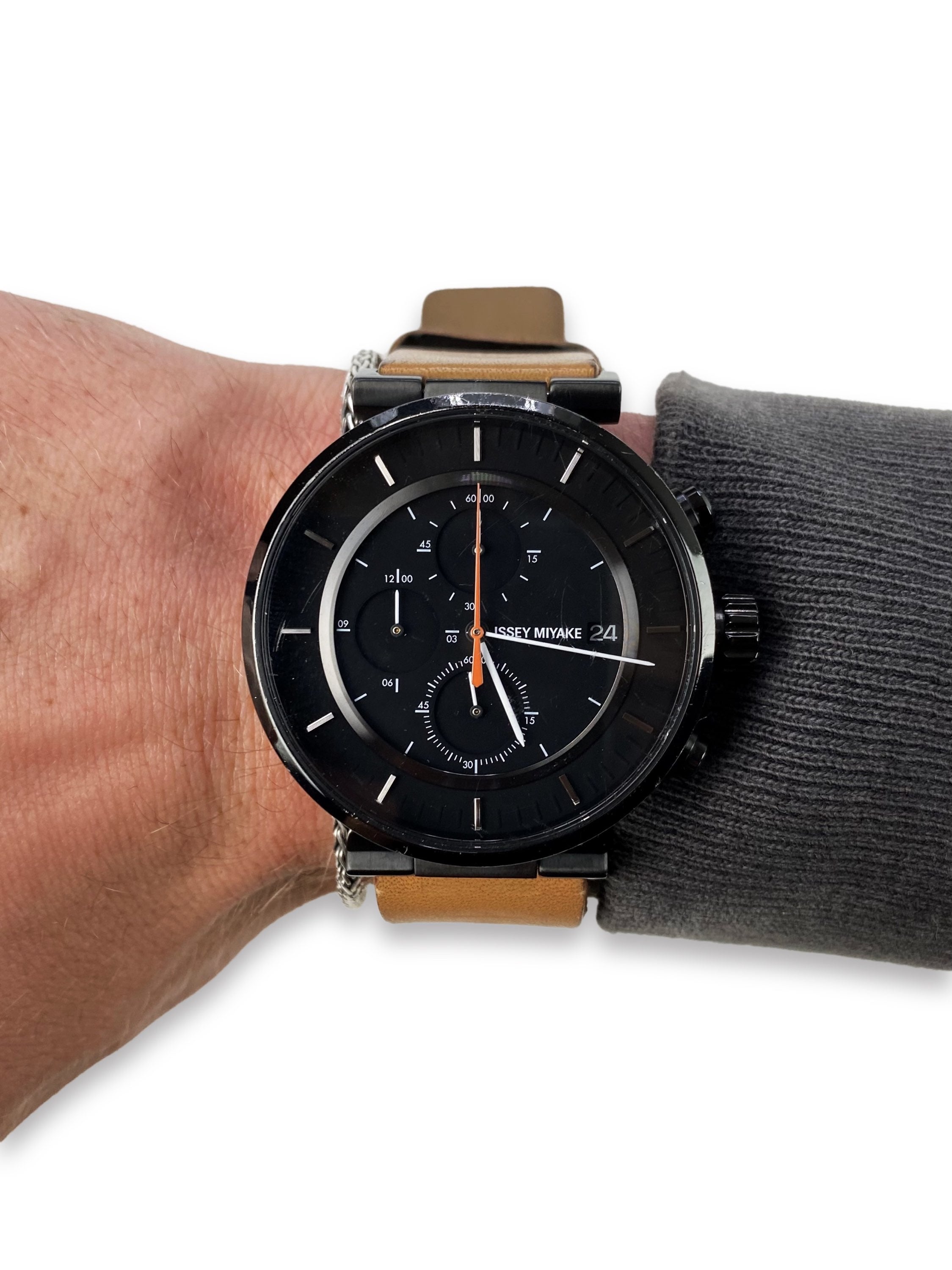90s Issey Miyake Black ‘Chronograph’ Leather Watch