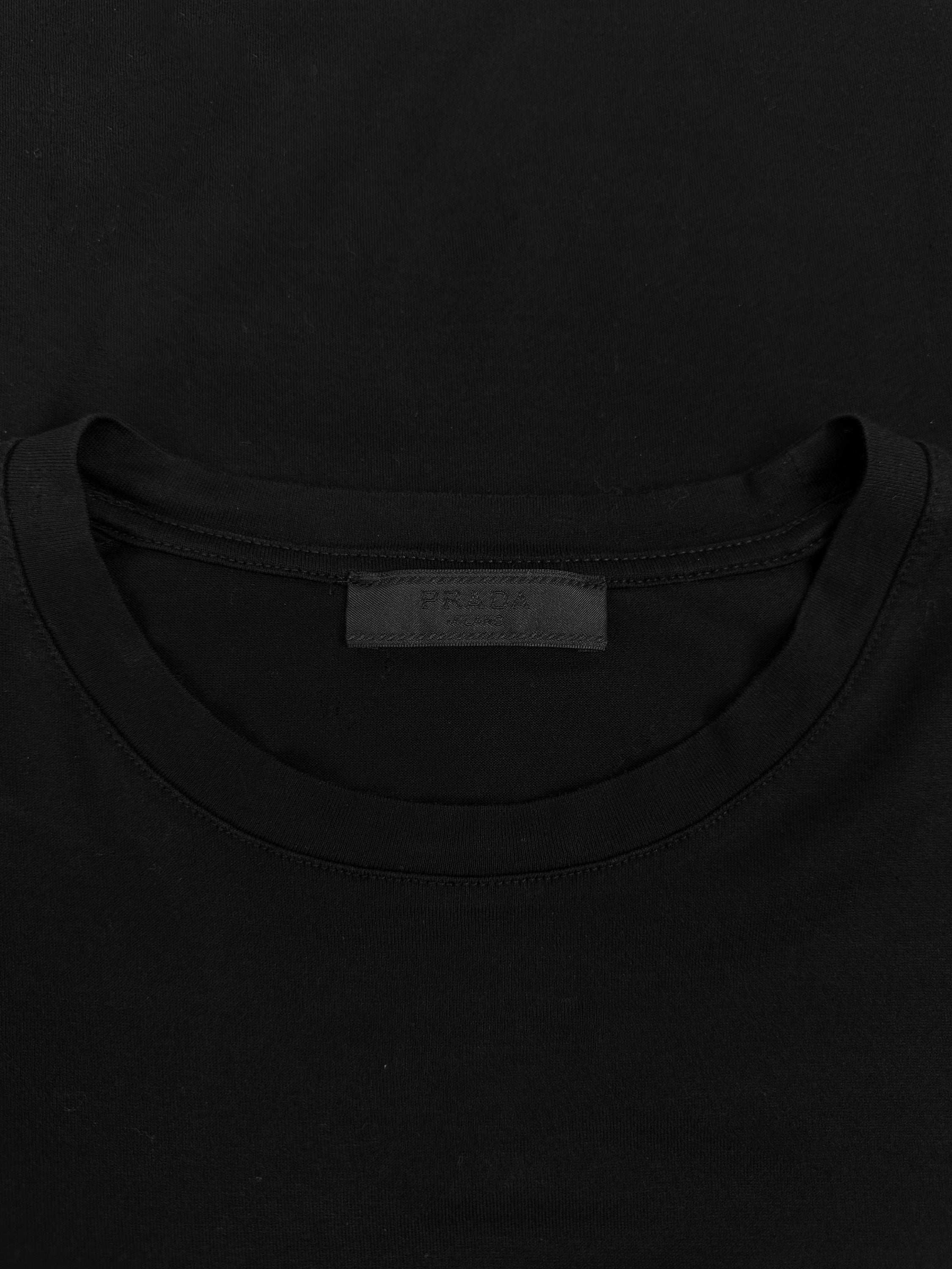 Prada Black ‘Striped’ Patch Logo T-Shirt