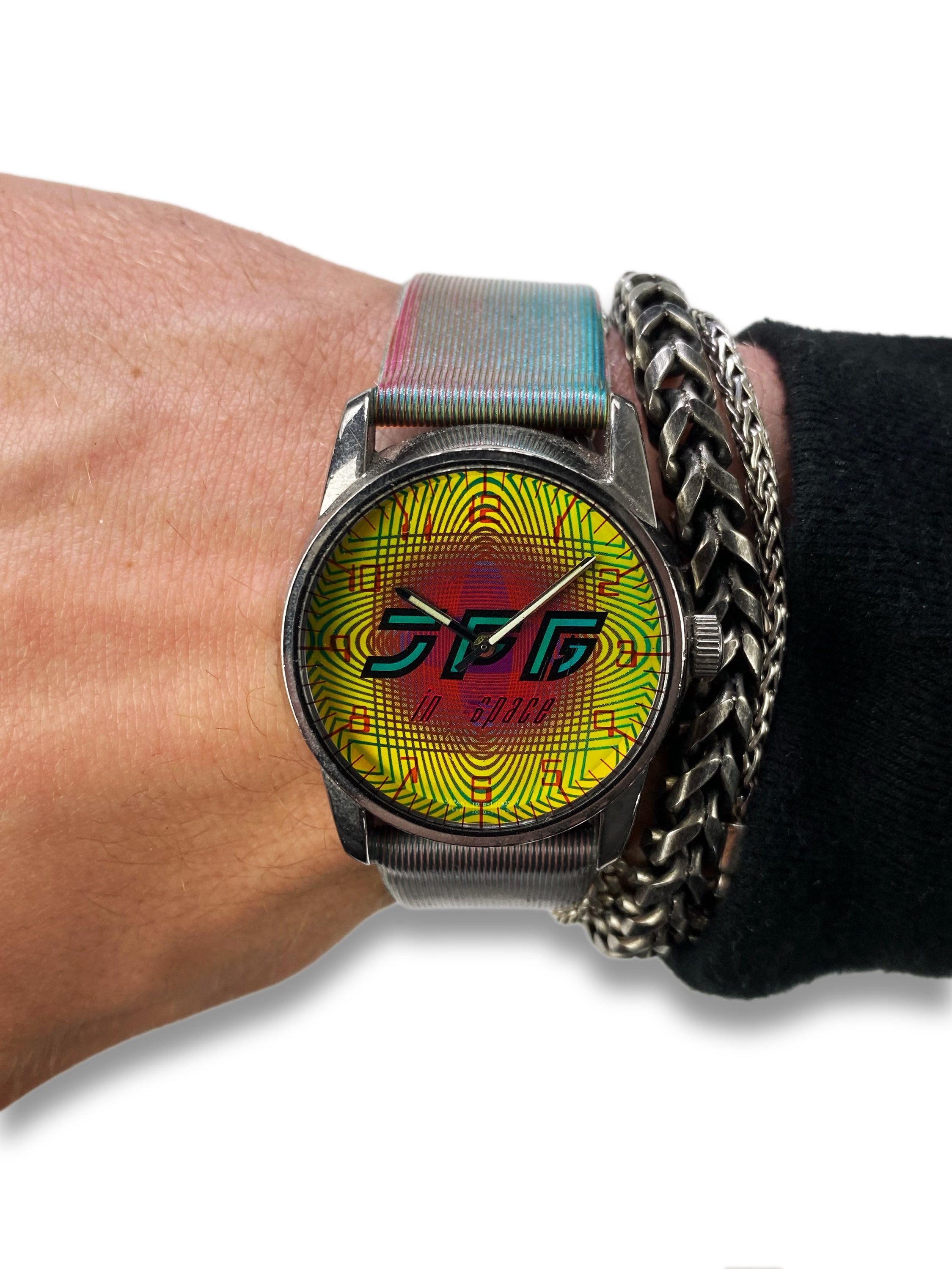 90s Jean Paul Gaultier ‘In Space’ Holographic Metallic Watch