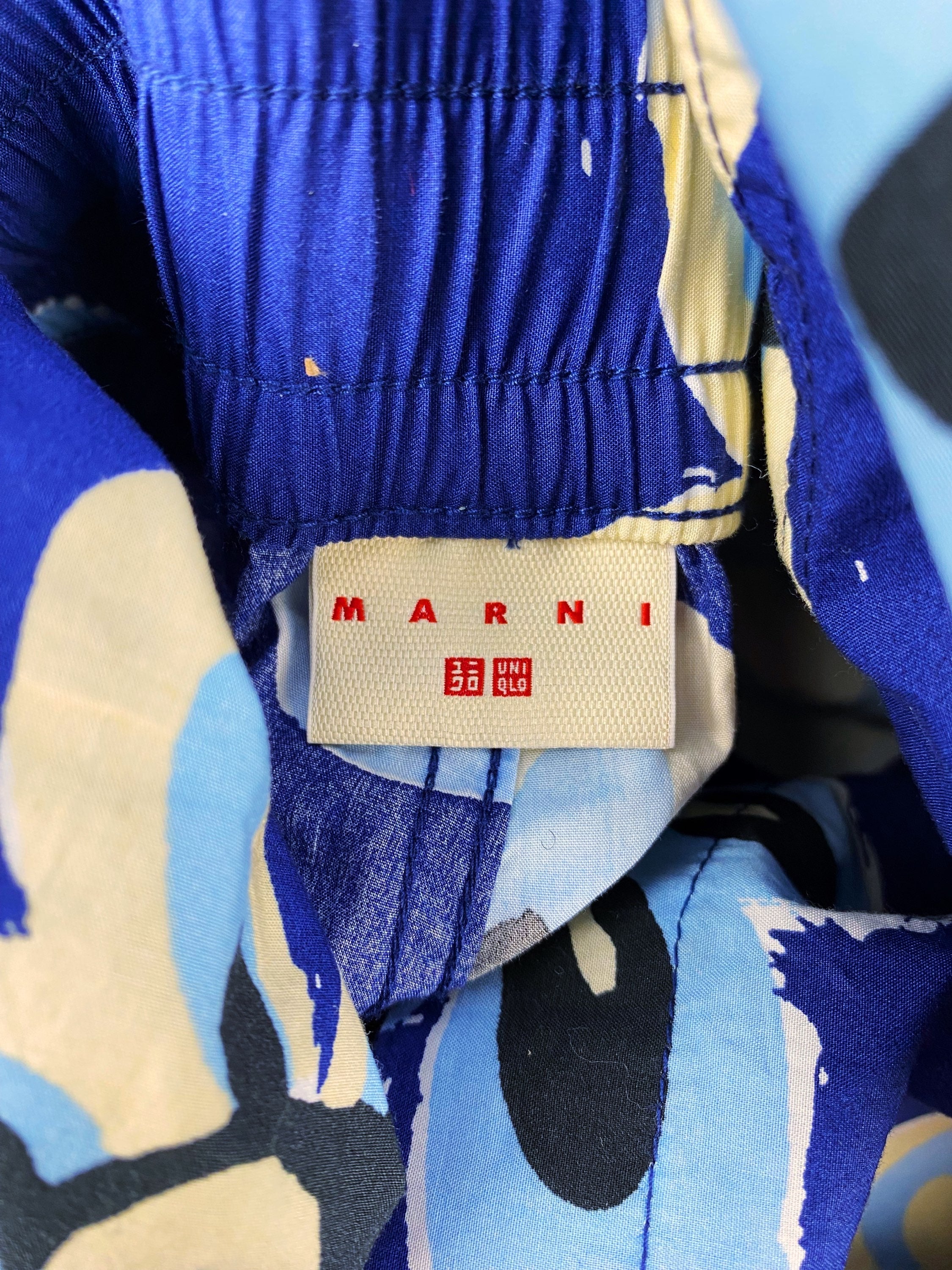 Marni x Uniqlo Floral Print Navy Blue Wide Cut Pants