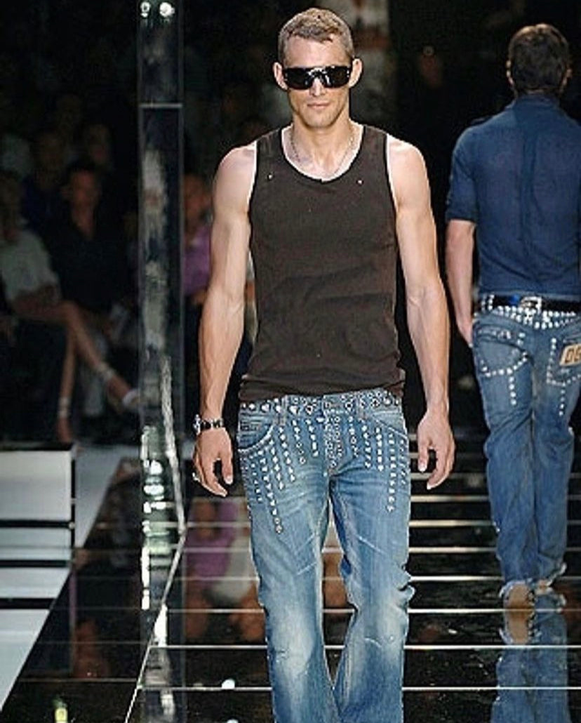 SS06 Dolce & Gabbana ‘Eyelet’ Studded Light Wash Denim