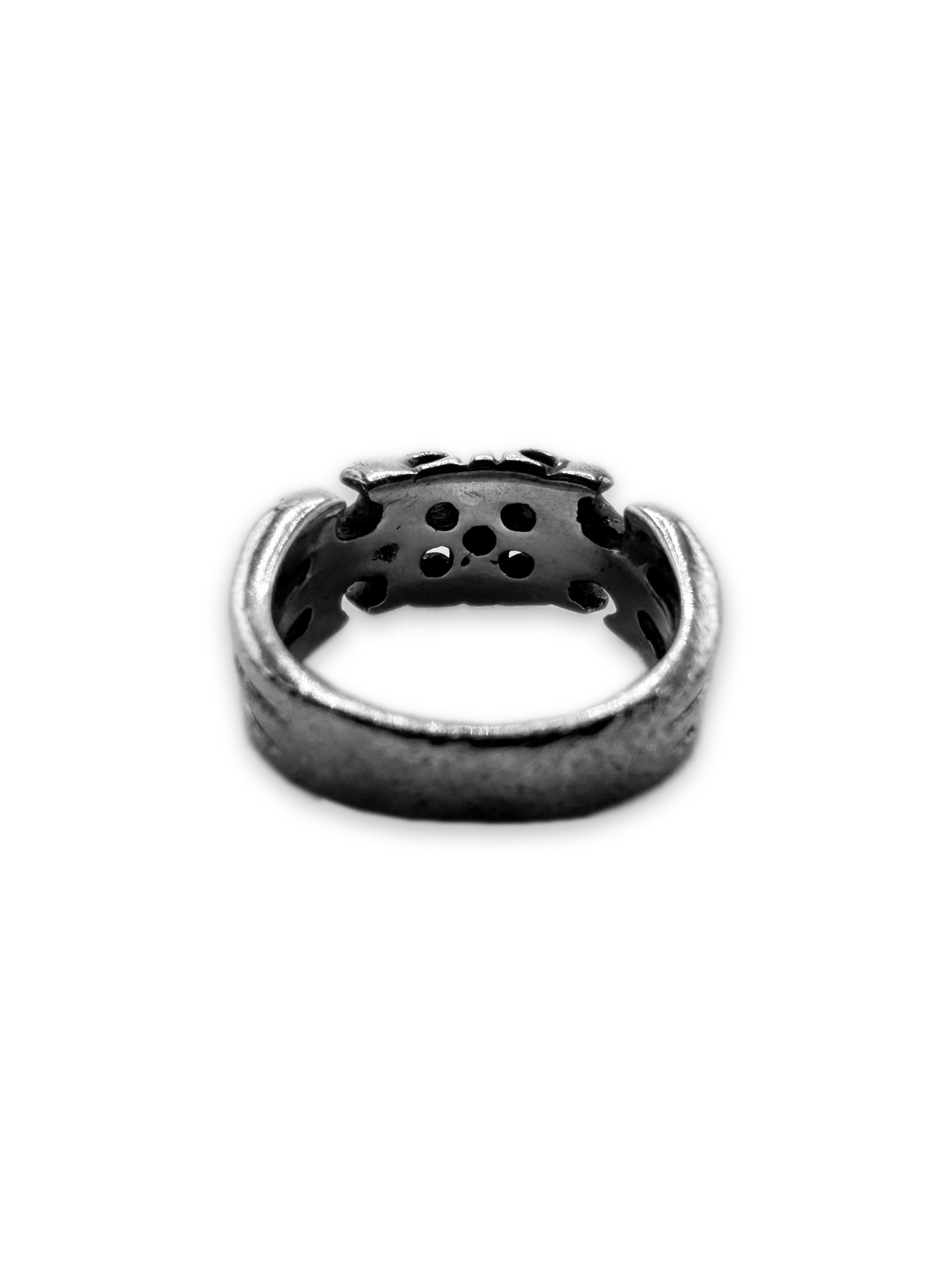 90s A&G Rock ‘n Roll Couture Diamond Fleur .925 Silver Ring