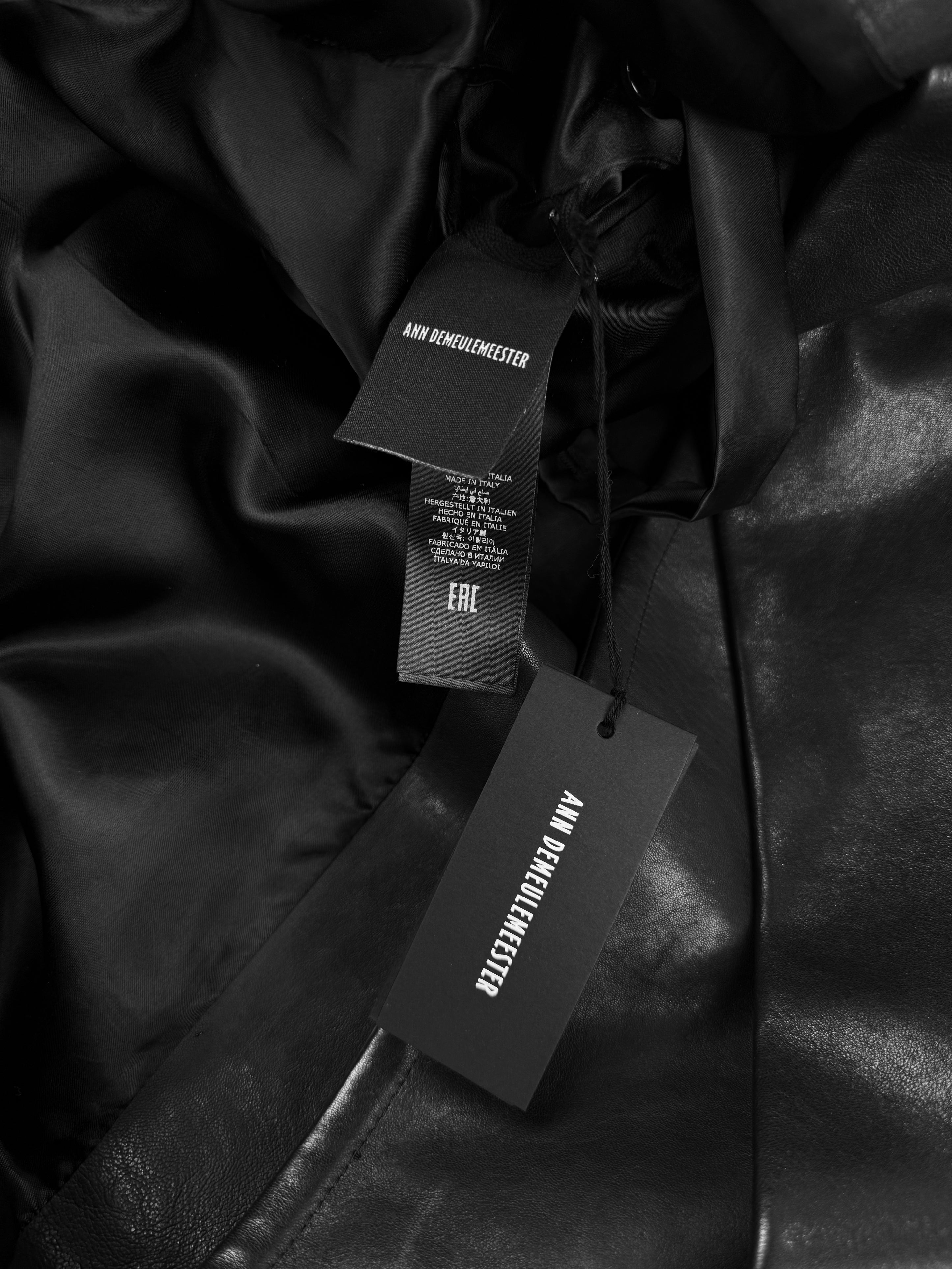 AW25 Ann Demeulemeester Black Leather Oversized Trench Coat