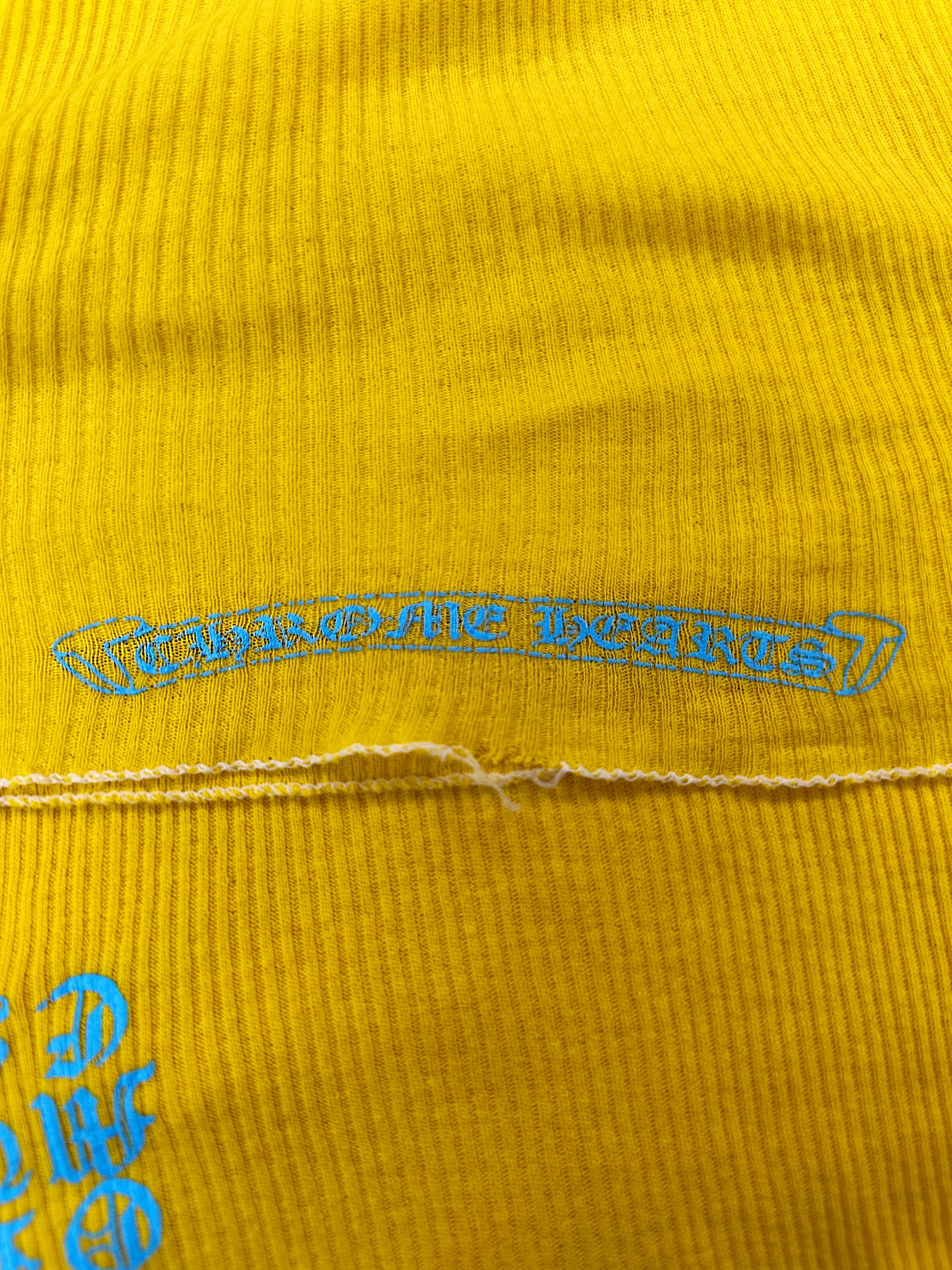 Chrome Hearts Yellow ‘T Bar’ Script Logo Ribbed Tank Top