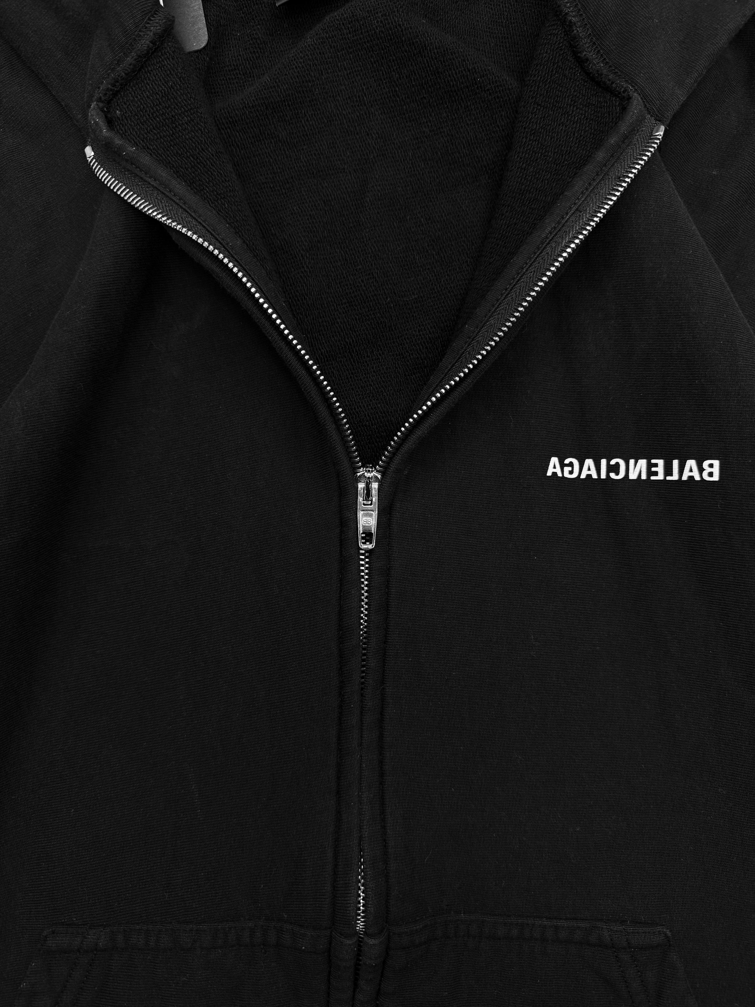 SS23 Balenciaga ‘Mirror’ Mud Show Reverse Logo Zip-up Hoodie