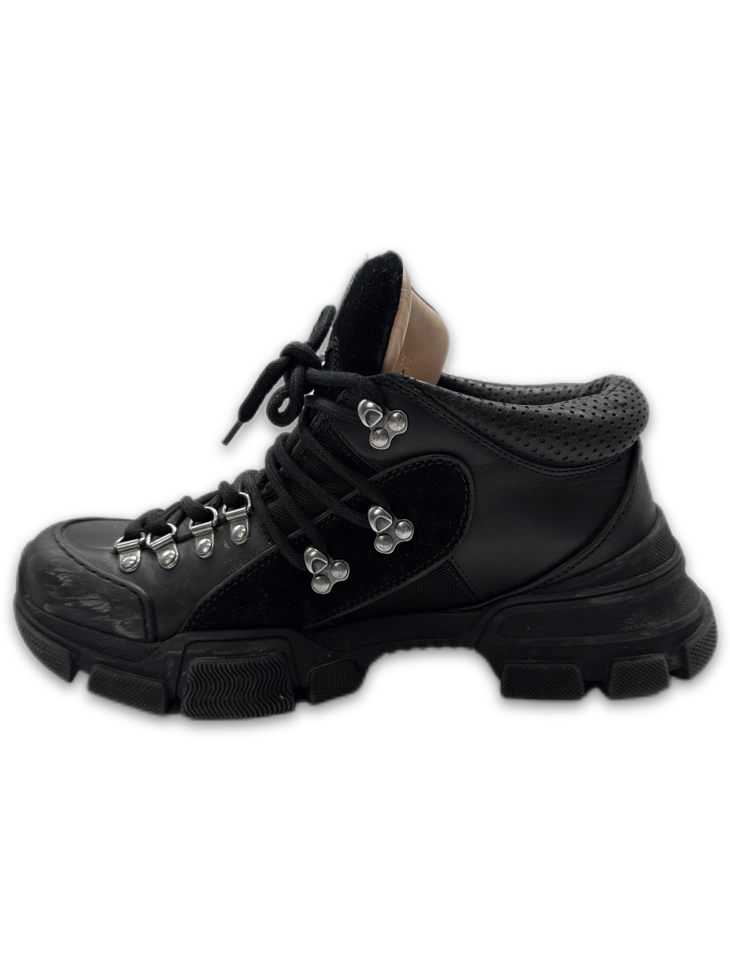 Gucci ‘Flashtrek’ Black Leather Low-top Logo Hiking Shoes