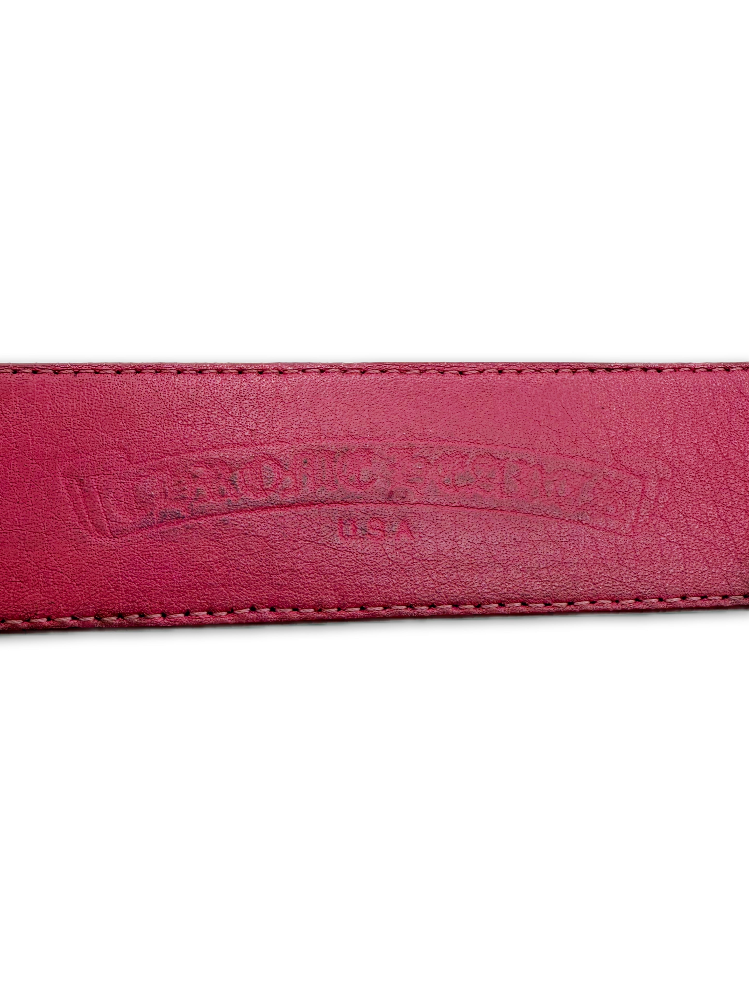 Chrome Hearts Pink Leather .925 Silver Belt Strap