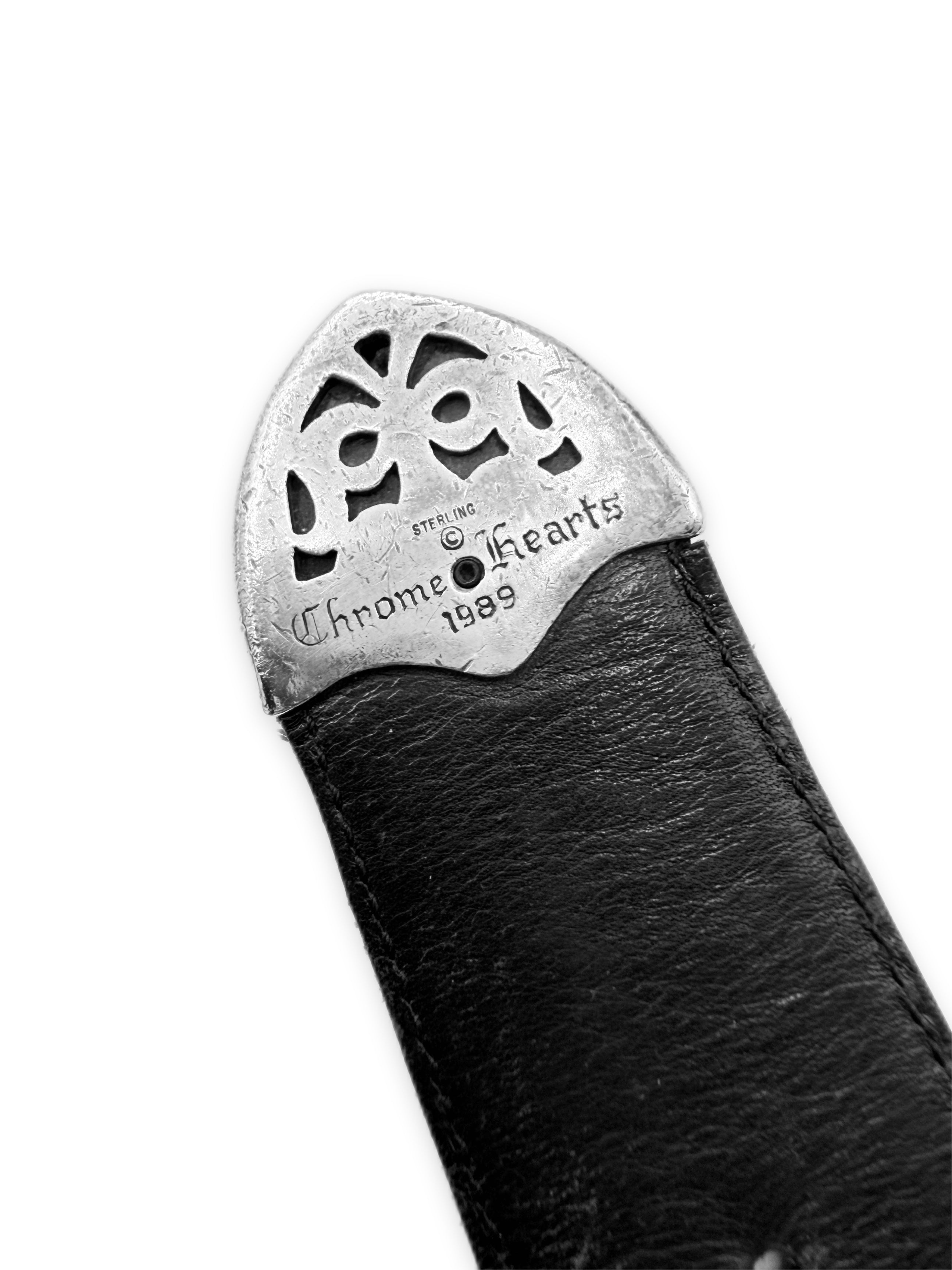 Chrome Hearts 3-Piece Black Leather Western .925 Silver Belt