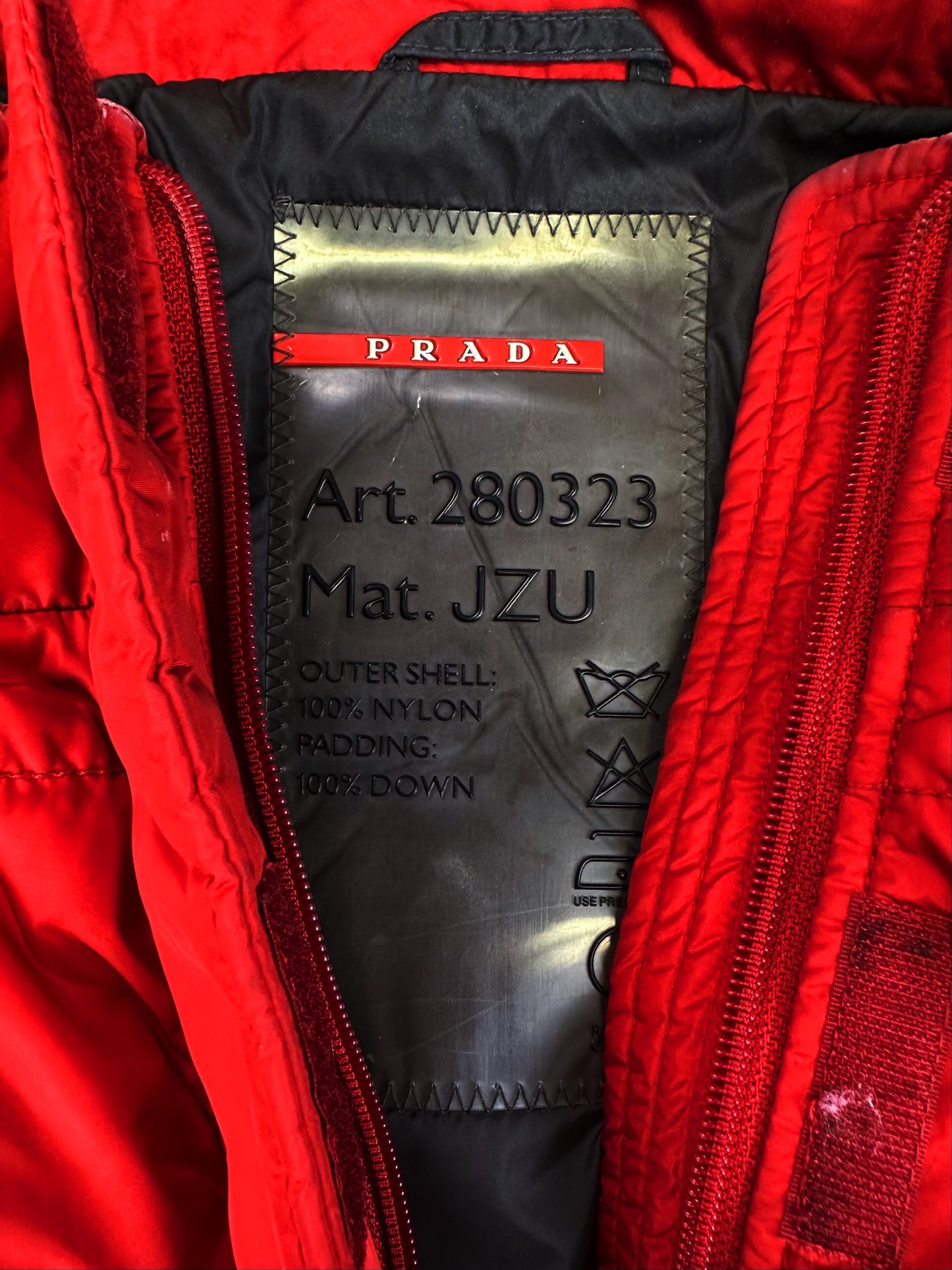 Prada Sport Linea Rossa Down Fill Two Tone Puffer Jacket