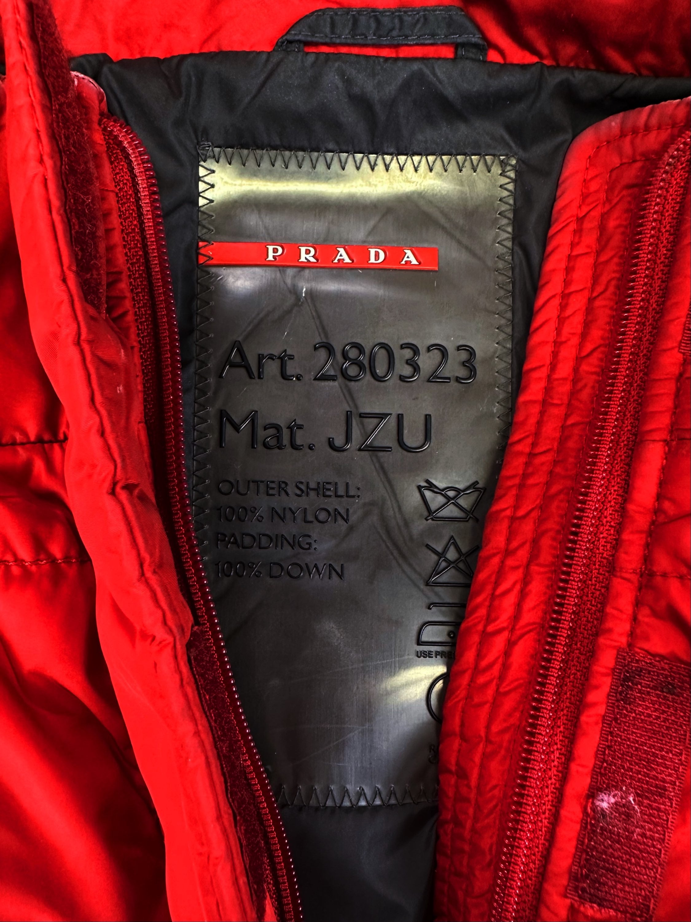 Prada Sport Linea Rossa Down Fill Two Tone Puffer Jacket