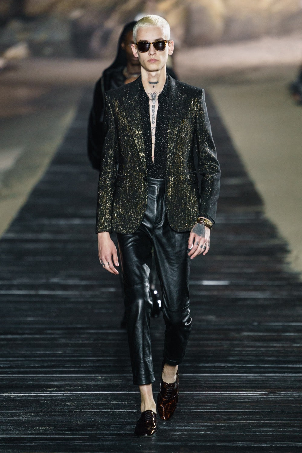 SS20 Saint Laurent Paris Glitter Thread Single Breast Blazer