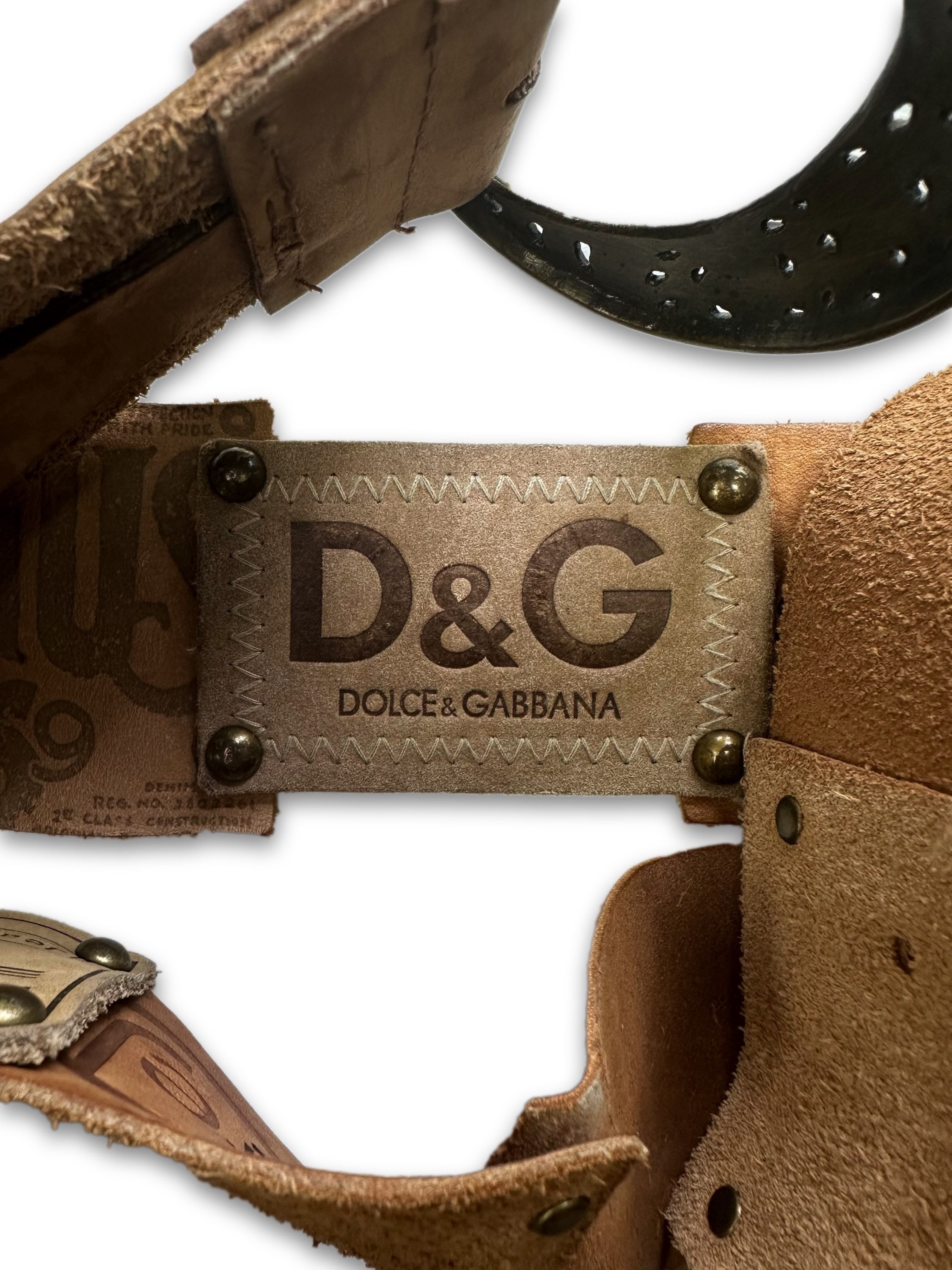 00s Dolce & Gabbana ‘Jacron Label’ 16 Patch Leather Belt
