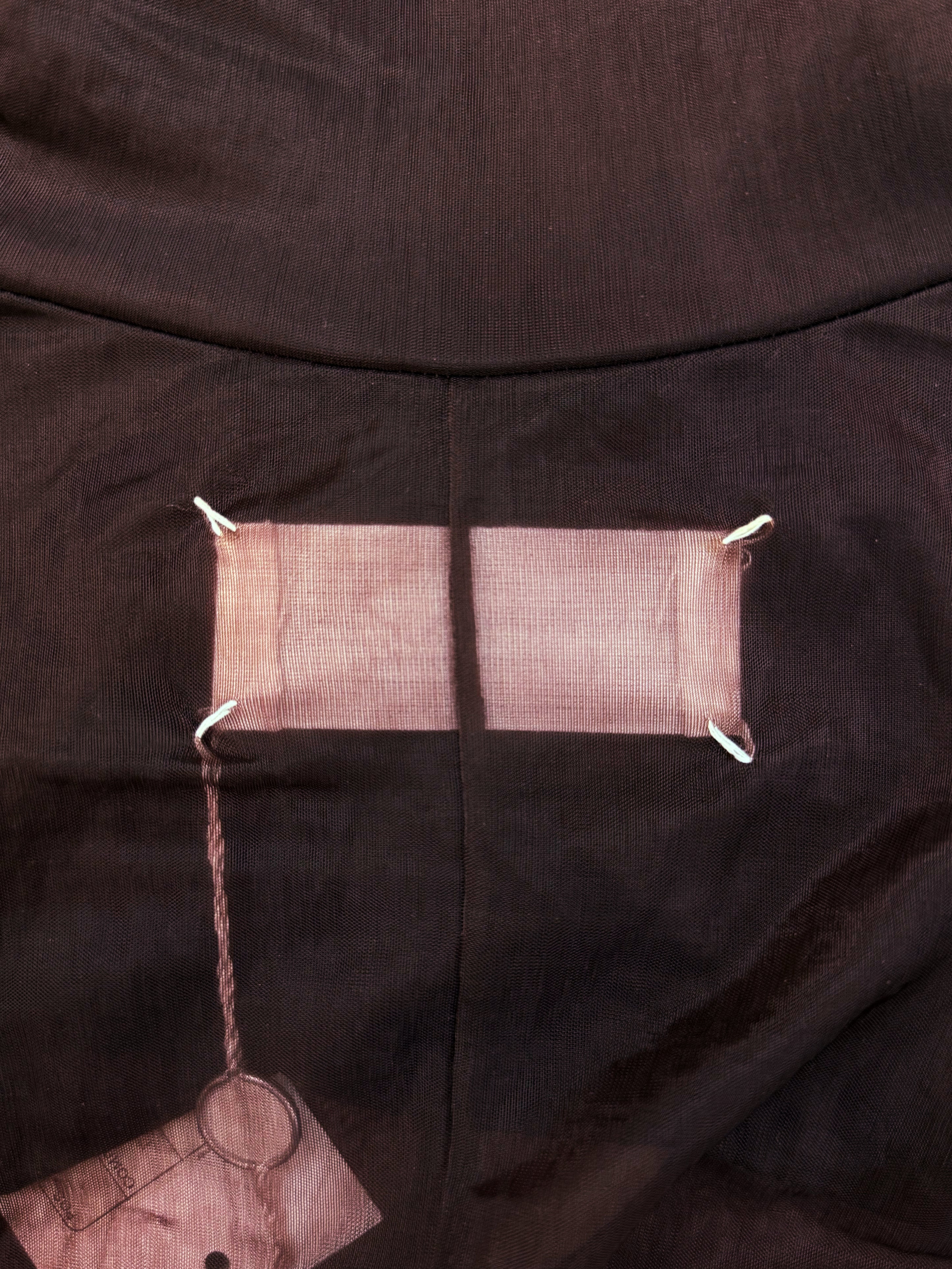 SS91 Maison Margiela Cigarette Shoulder Wine Red Mesh Long Sleeve Turtleneck