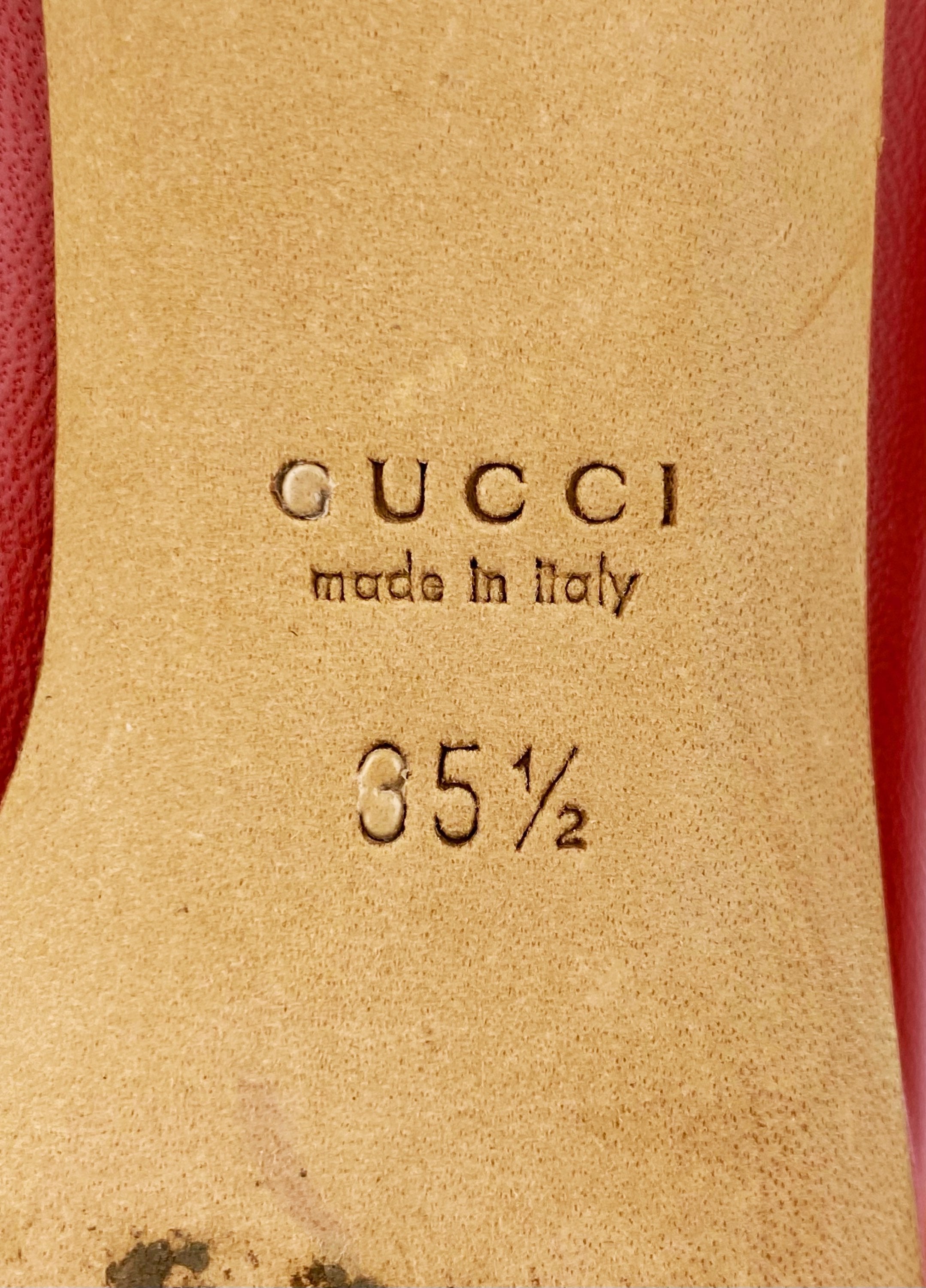 Gucci Cherry Red Metallic Leather High Heels
