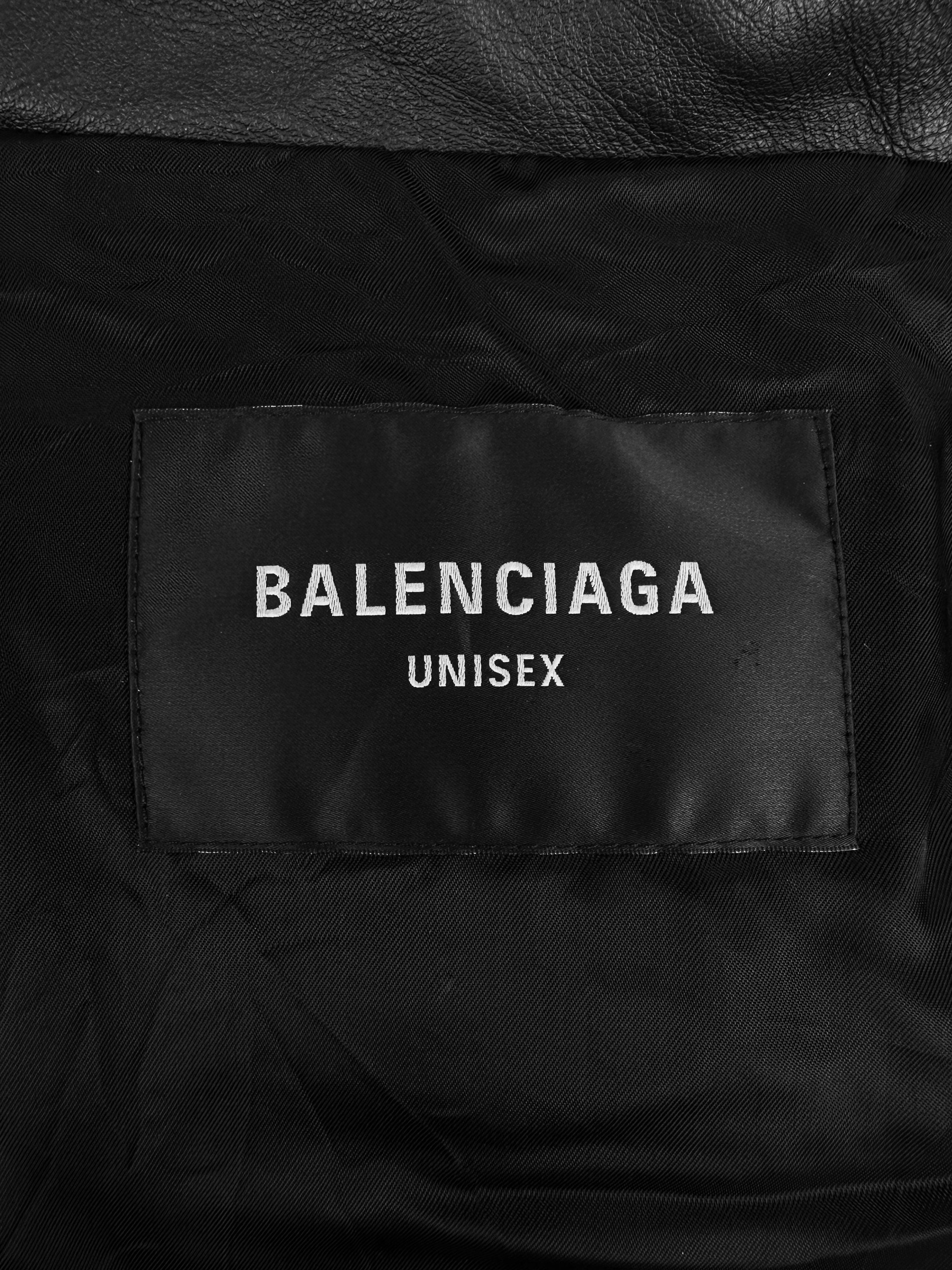 AW22 Balenciaga Black Leather Oversized Padded Vest
