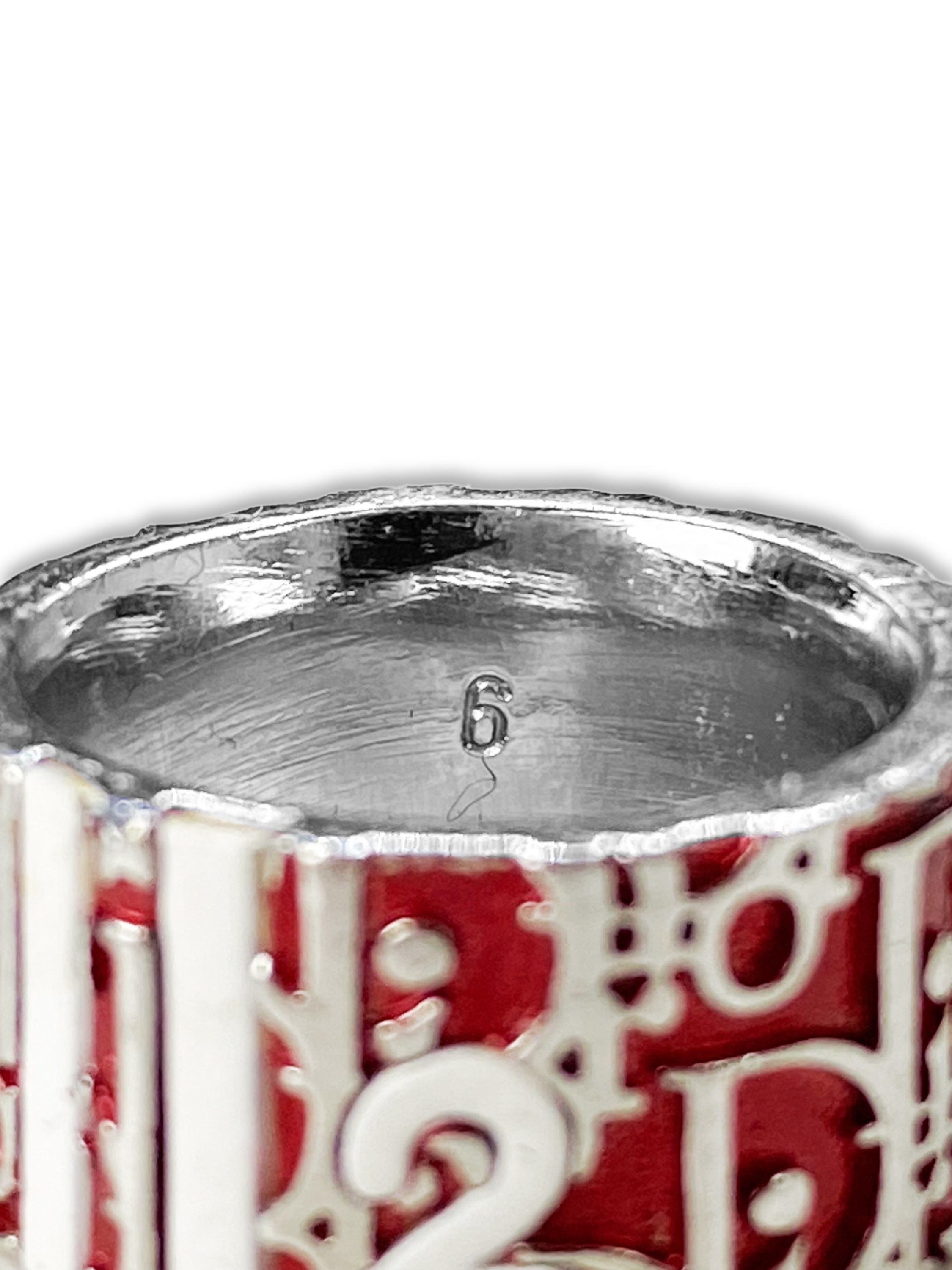 00s Dior ‘2’ Blood Red Trotter Monogram Ring