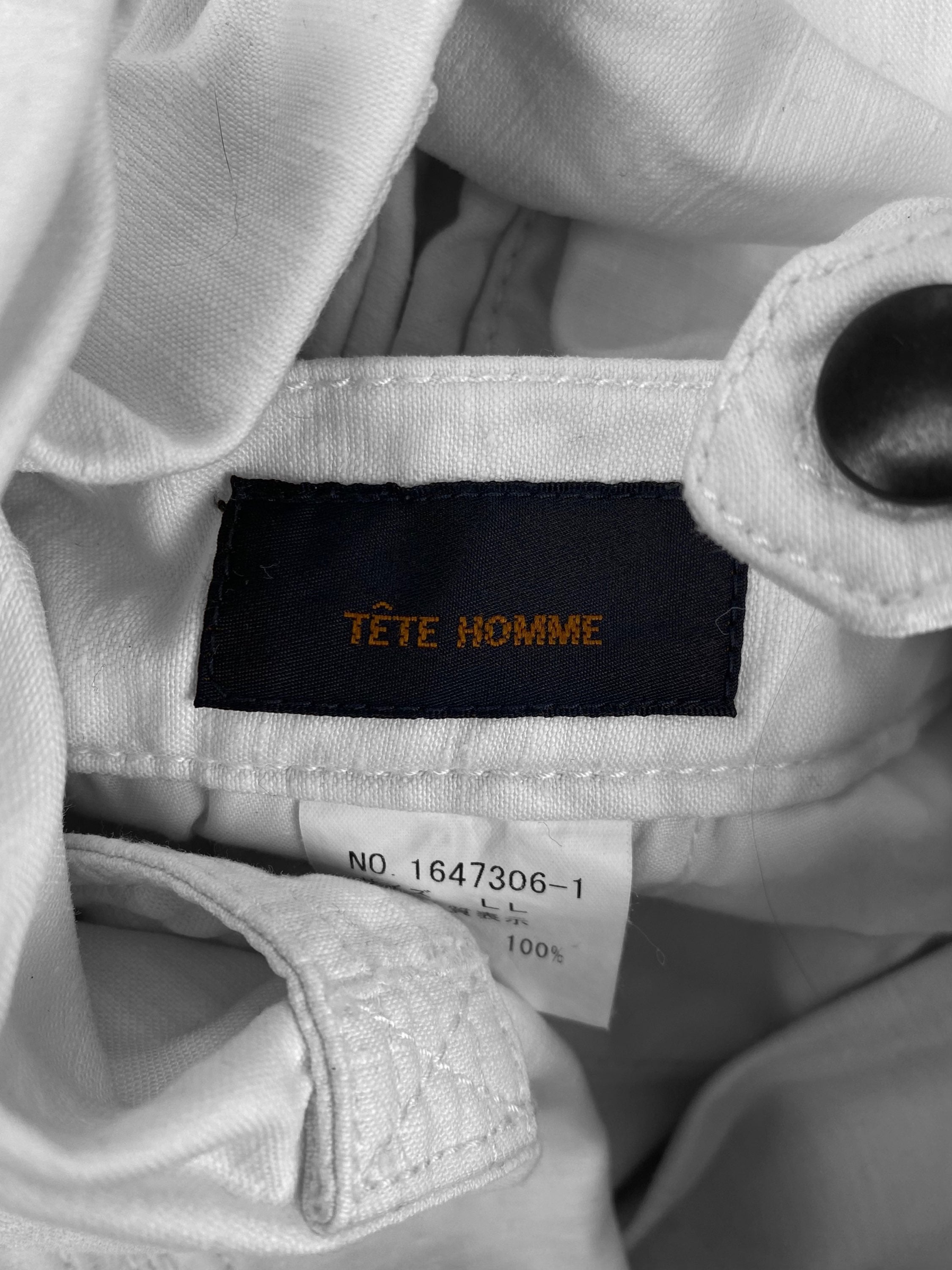 00s Tete Homme White Multi Pocket Wide Cut Cargo Pants