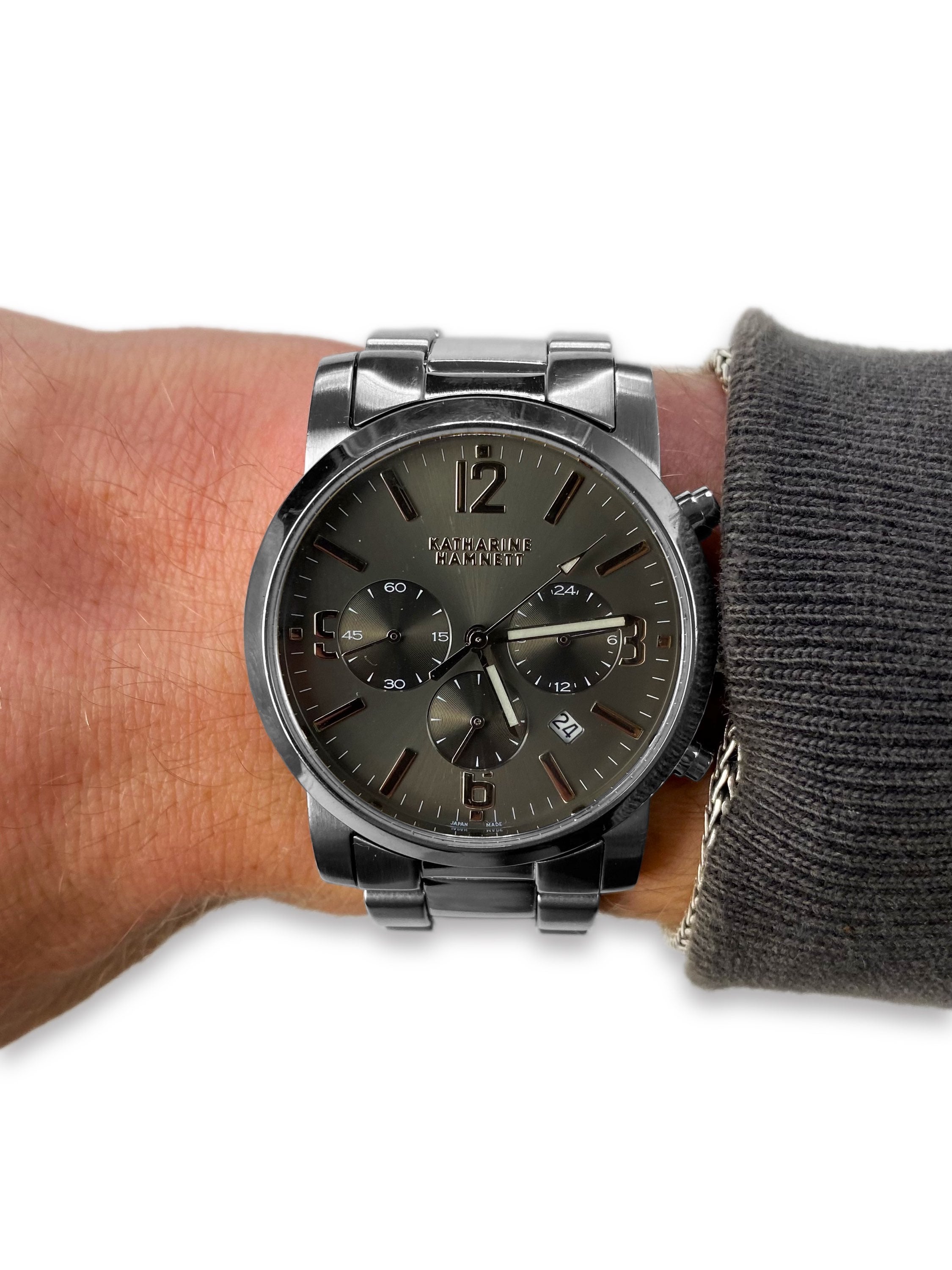 Katharine Hamnett Two Tone Olive Green Silver Watch