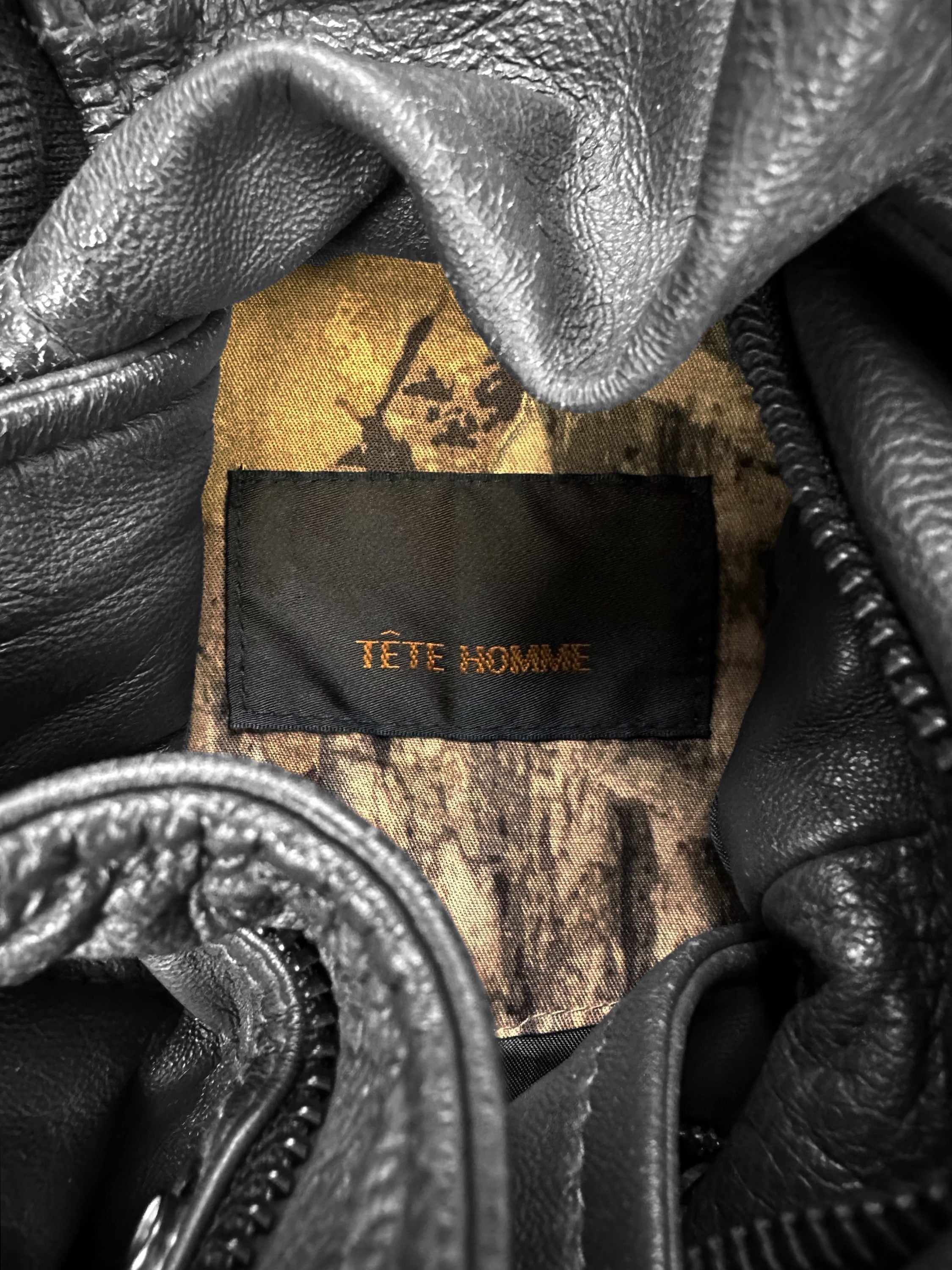 Tete Homme Dark Grey Multi Pocket Leather Jacket