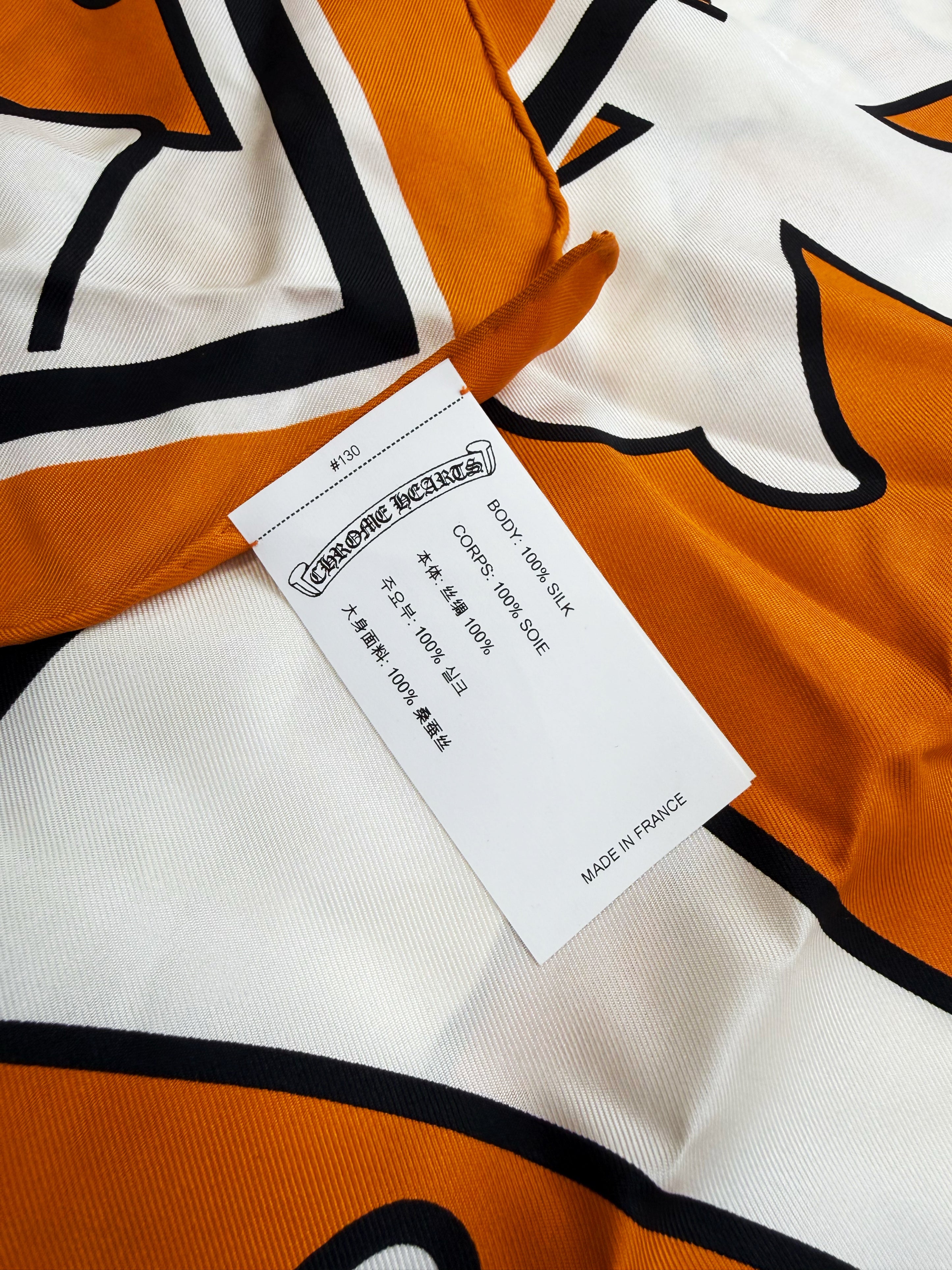 Chrome Hearts Silk Orange Cross Monogram Head Scarf