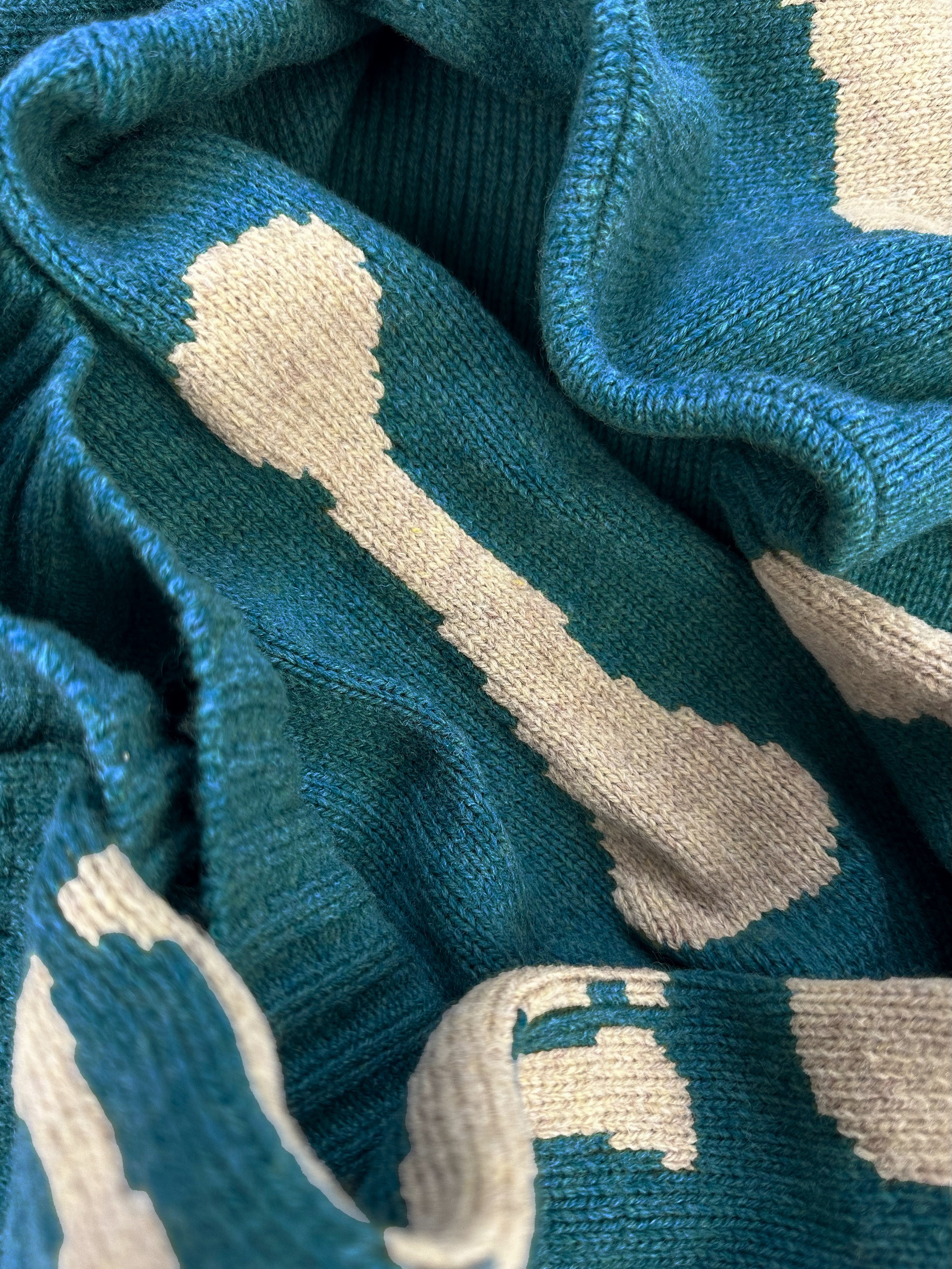 AW21 Kapital ‘Bone’ 5G Skeleton Knit Wool Teal Sweater