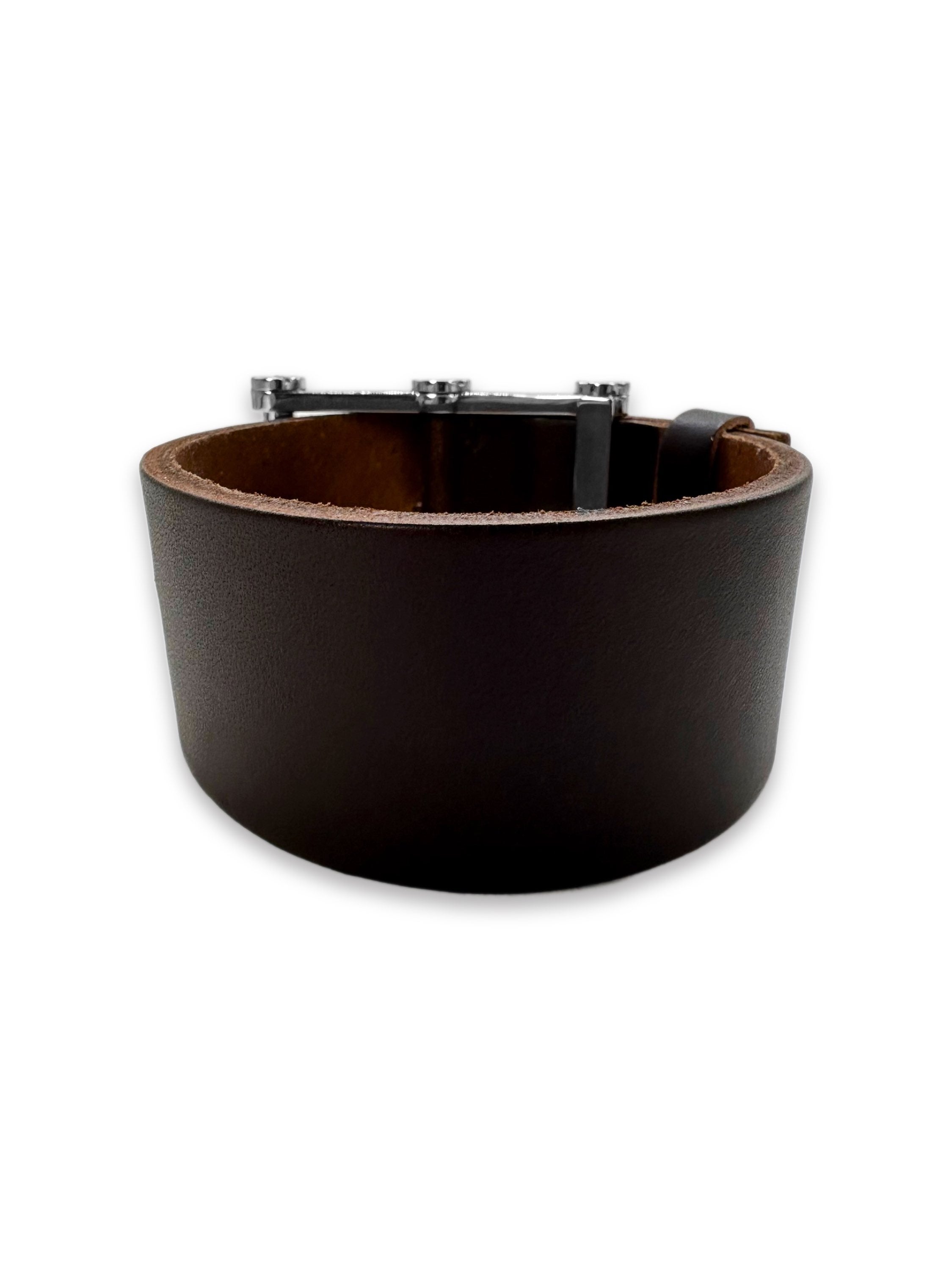 00s Dolce & Gabbana Brown Leather Buckle Belt Bracelet
