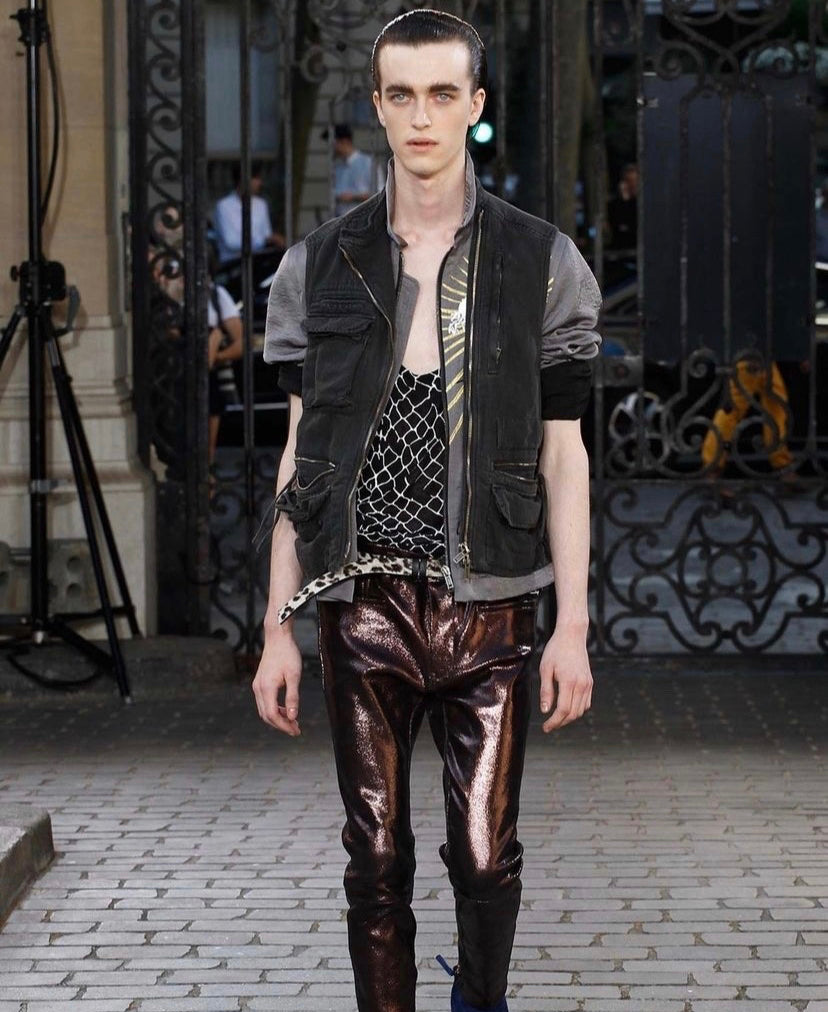 SS16 Haider Ackermann Asymmetrical Washed Denim Cargo Vest