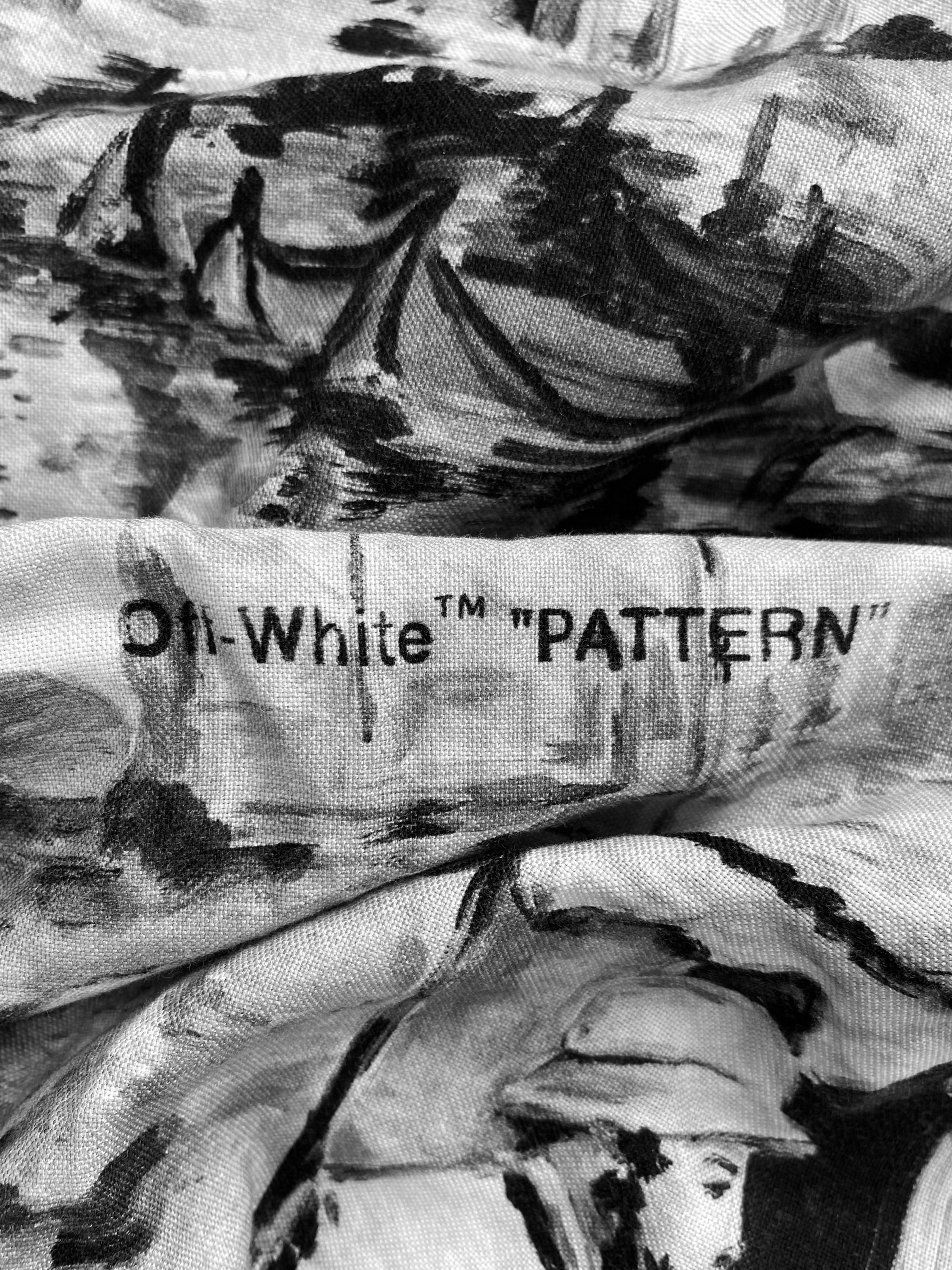 SS19 Off-White Monet Lakeshore Print Monochrome Camp Collar Shirt