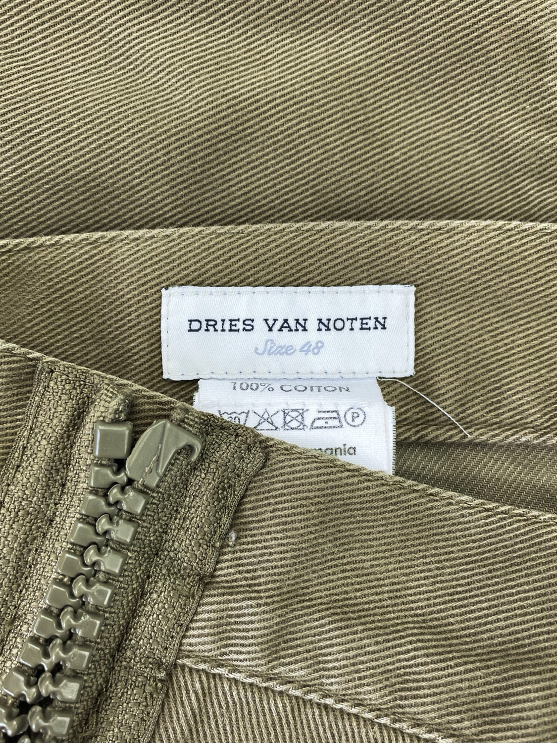 Dries Van Noten Full Zip Olive Green Pants