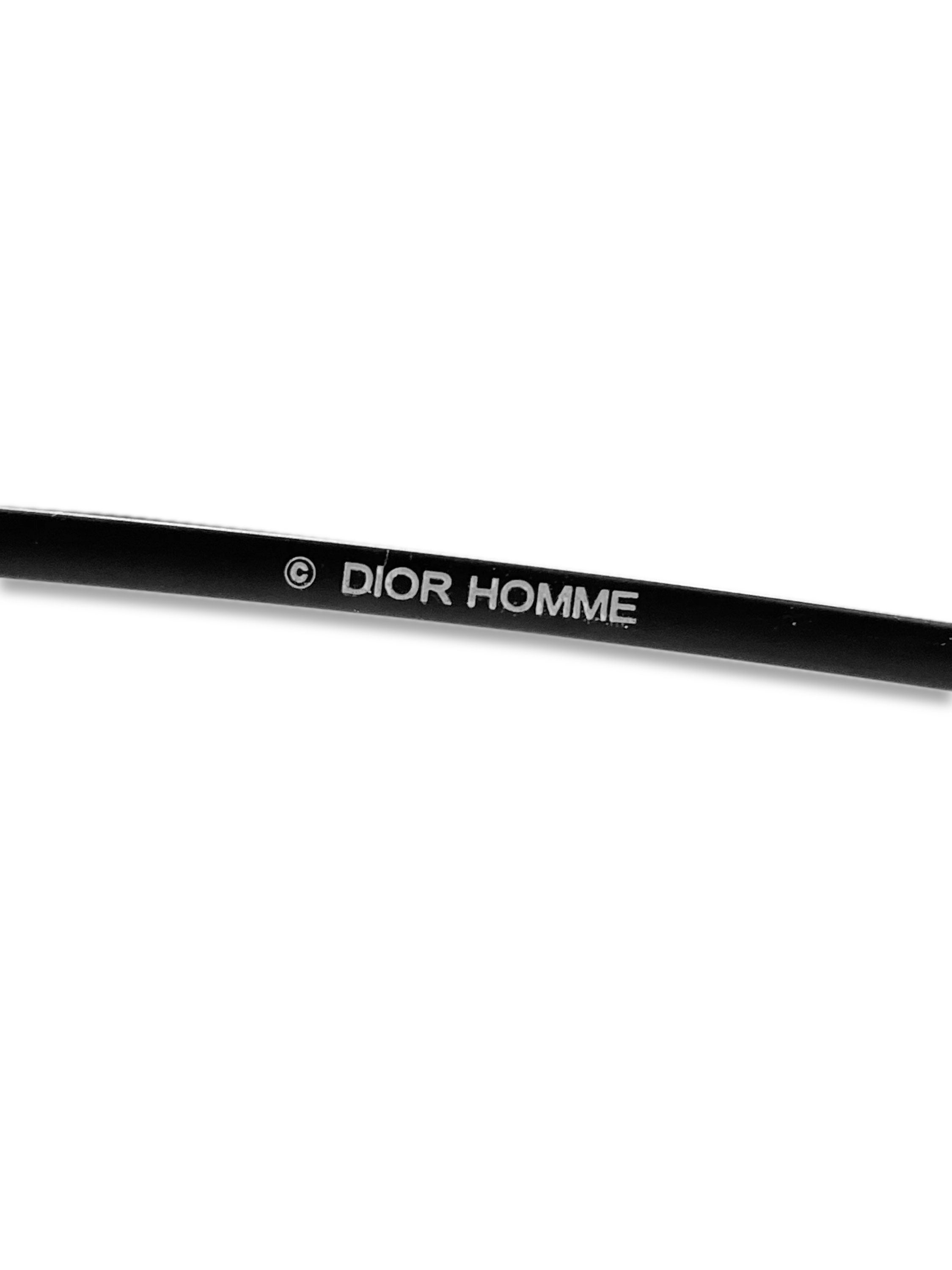 Dior Homme Rose Tint Rounded Skinny Frame Etched Sunglasses