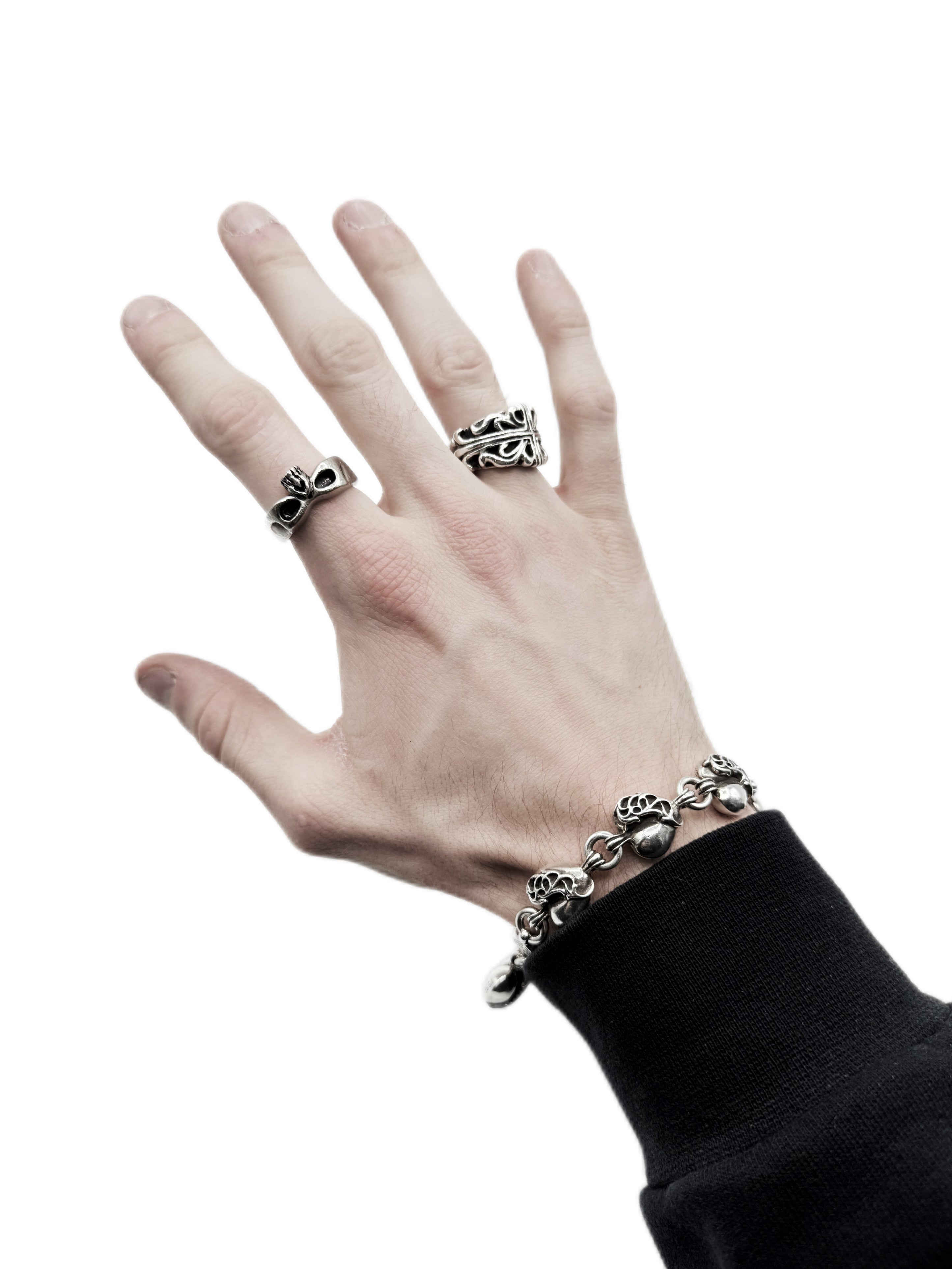 Chrome Hearts ‘Heart’ 8 Link .925 Silver Cut Out Bracelet