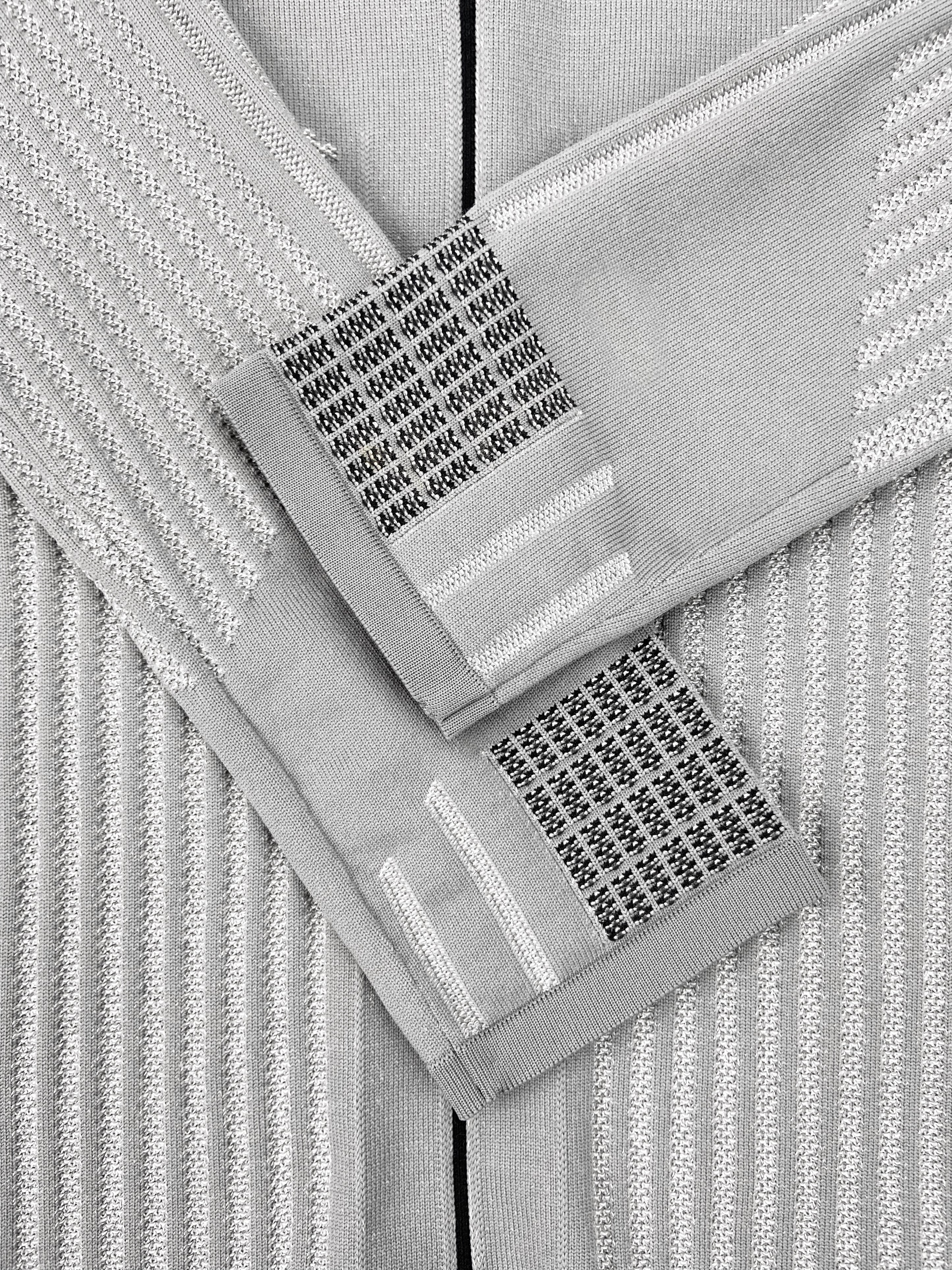 AW17 Prada Tech Grey Ribbed Fleece Sweater