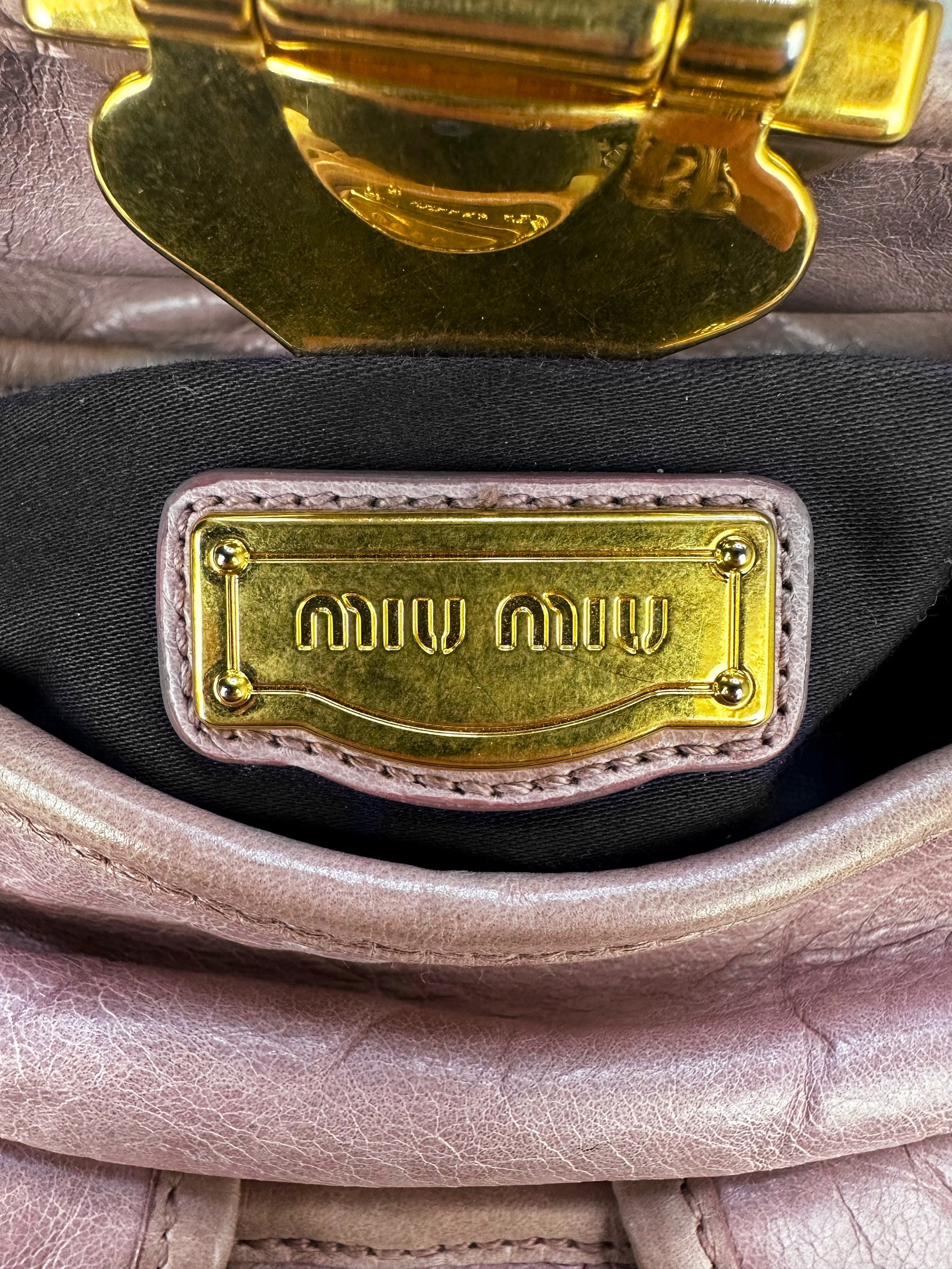 Miu Miu Quilted Slate Pink Braided Handbag