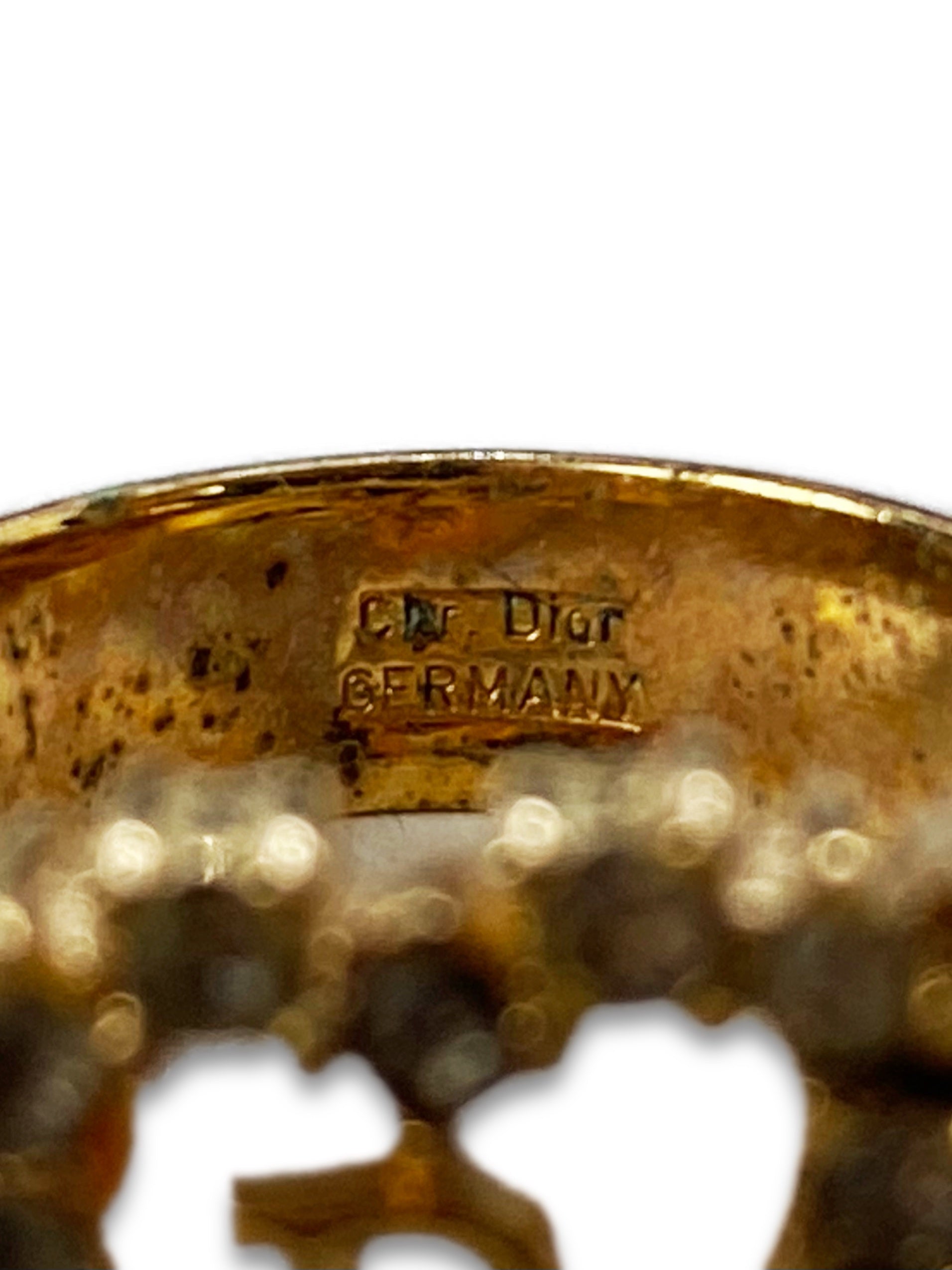 Dior Gold Heart Motif Crystal Ring