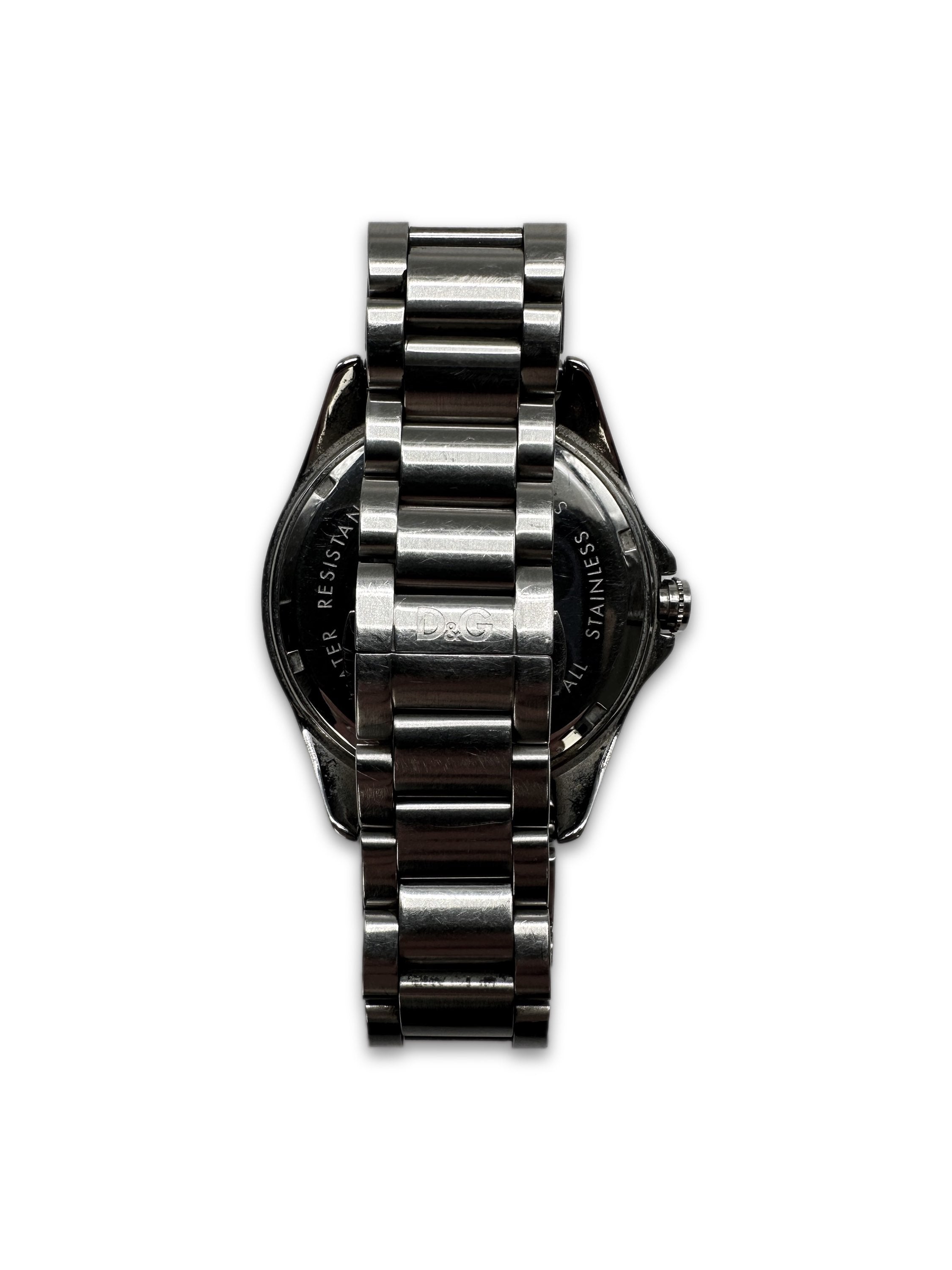 00s Dolce & Gabbana Silver Triple Chronograph Wrist Watch