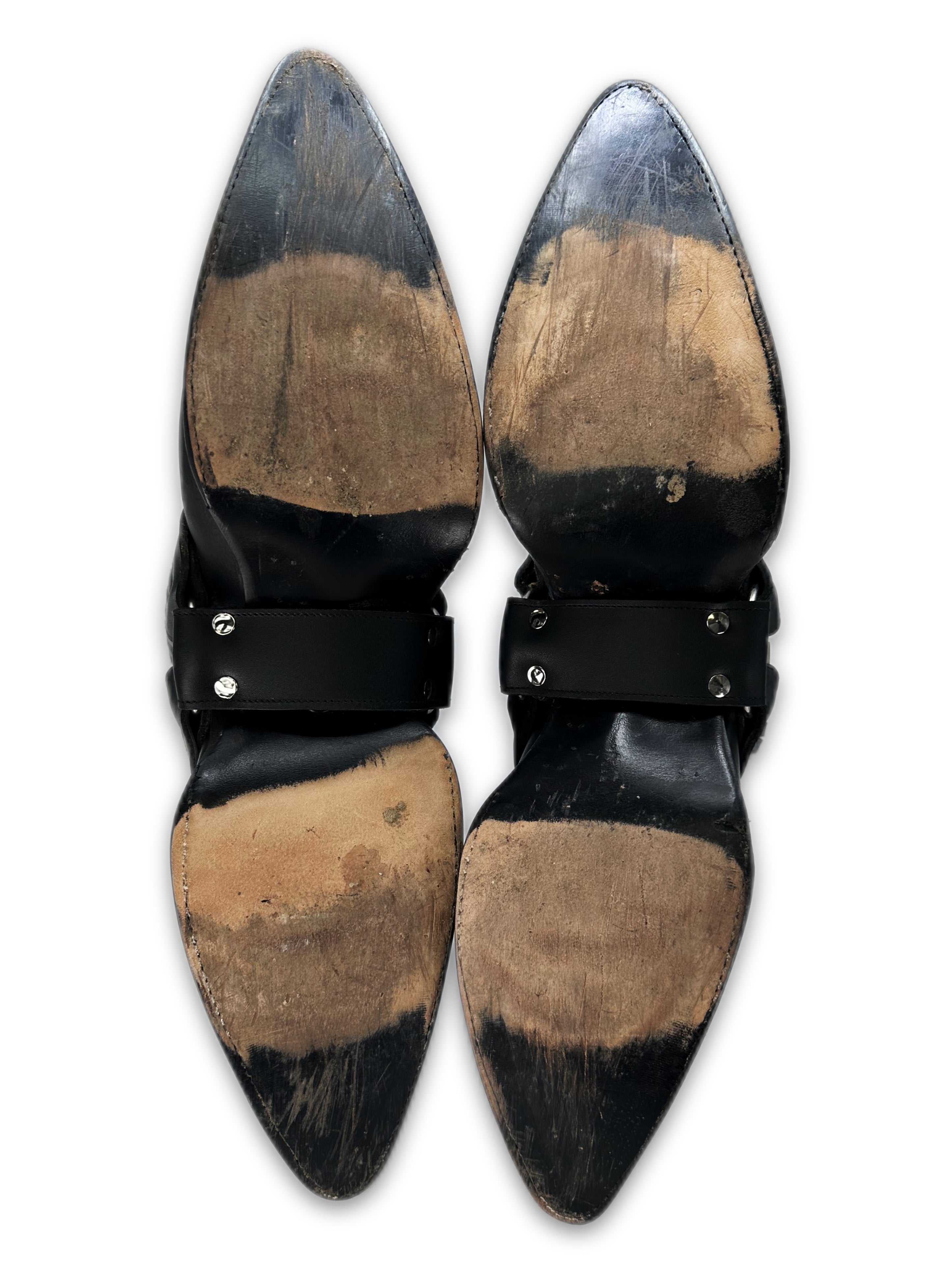 SS17 Hood by Air SAMPLE Double ‘Cowboy’ Black Leather Boots